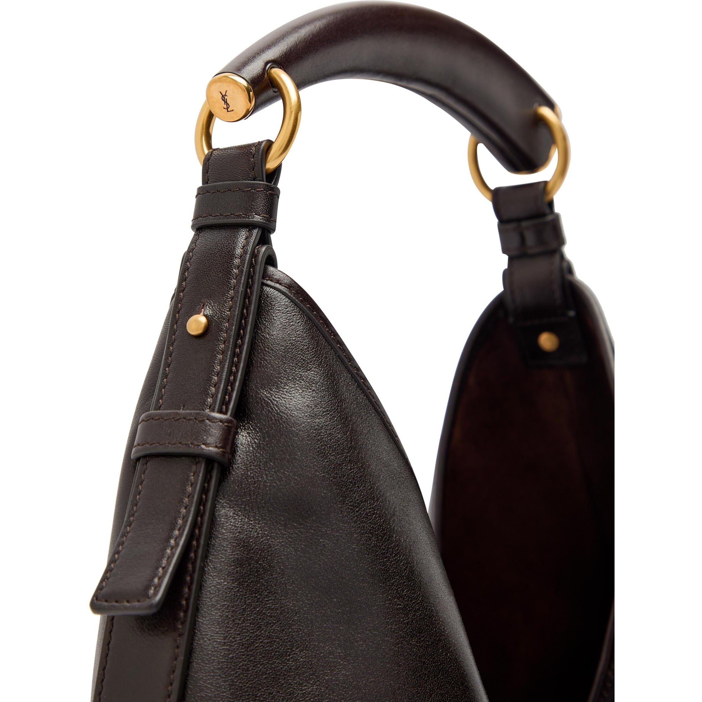 CHOCOLATE - Saint Laurent - MOMBASA M WOOD TOP HANDLE BAG - 4
