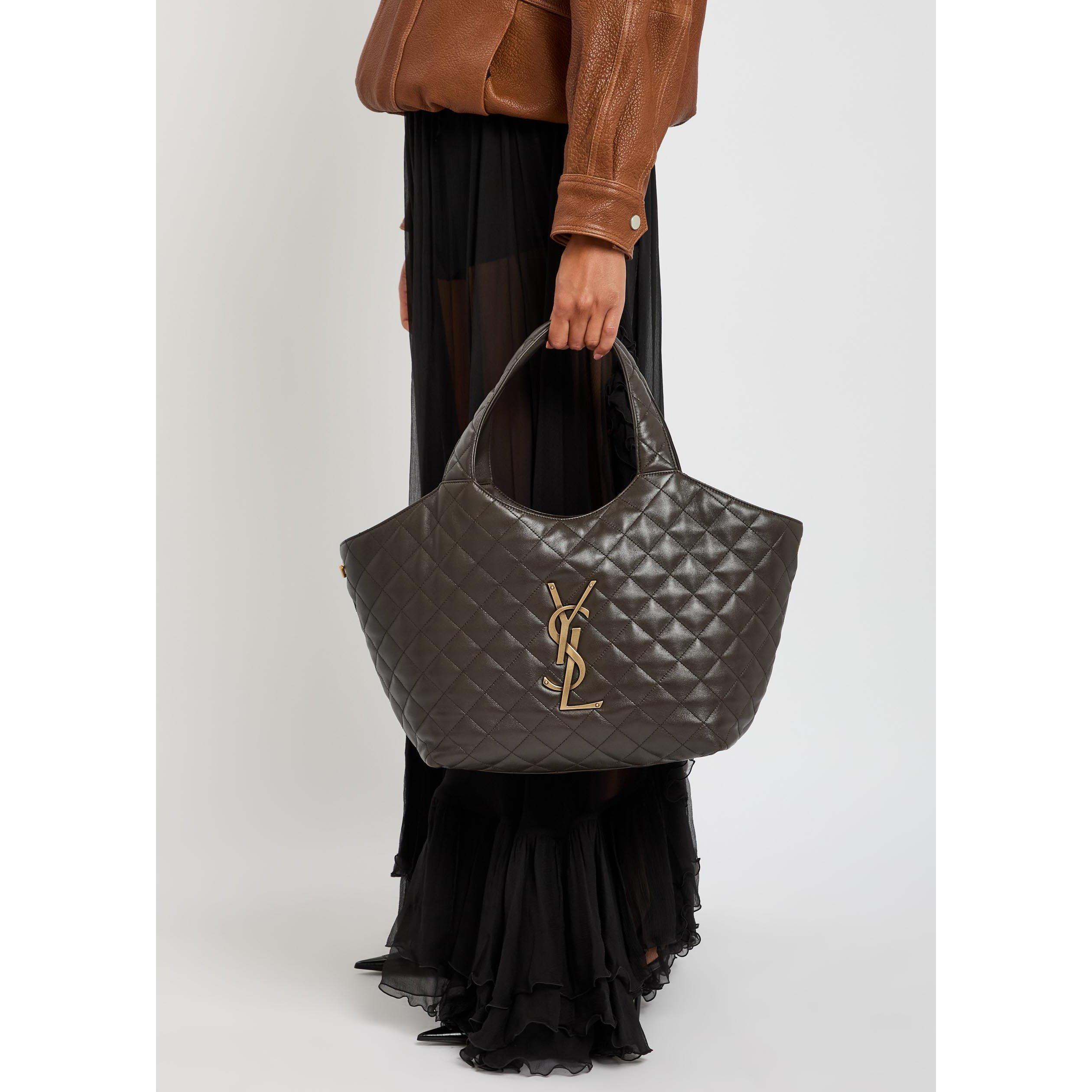 CHOCOLATE - Saint Laurent - ICARE M QUILTED SHOPPER - 7