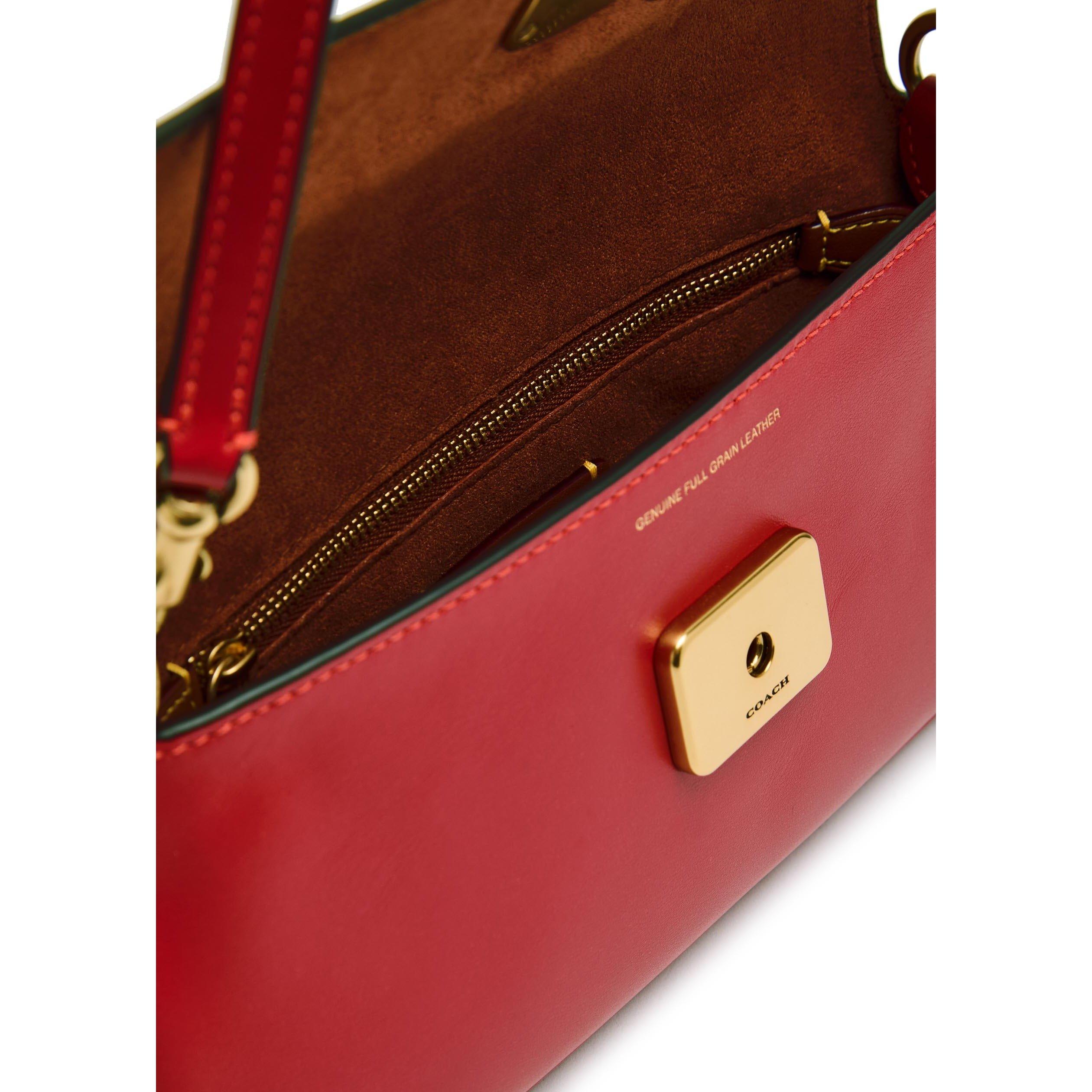 RED - Coach - JET CALF LEATHER SHOULDER BAG - 5