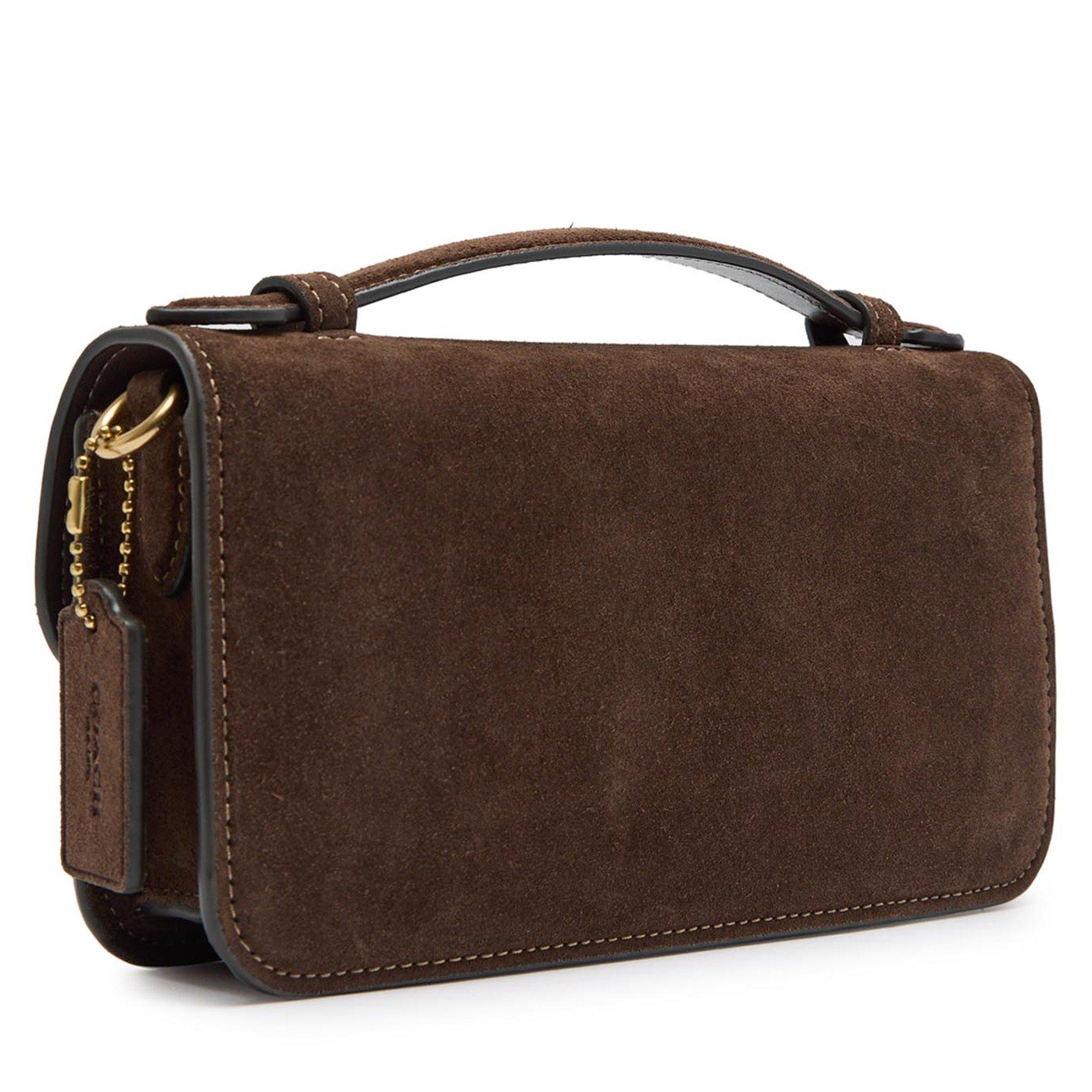 DARK BROWN - Coach - ELORA SUEDE TOP HANDLE BAG - 2