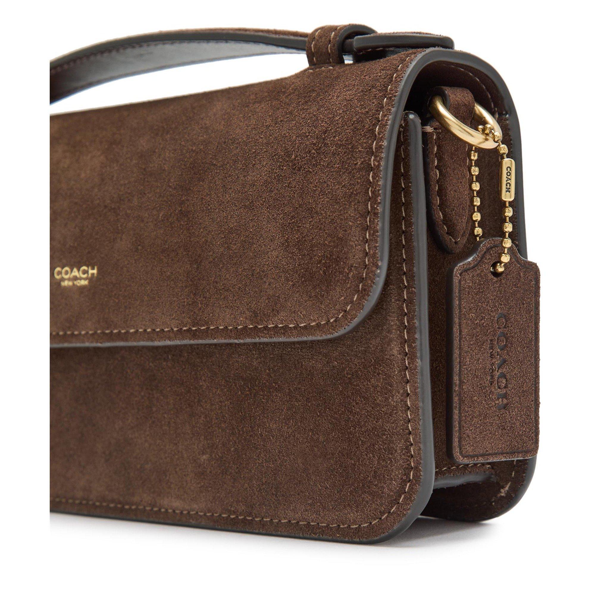 DARK BROWN - Coach - ELORA SUEDE TOP HANDLE BAG - 4