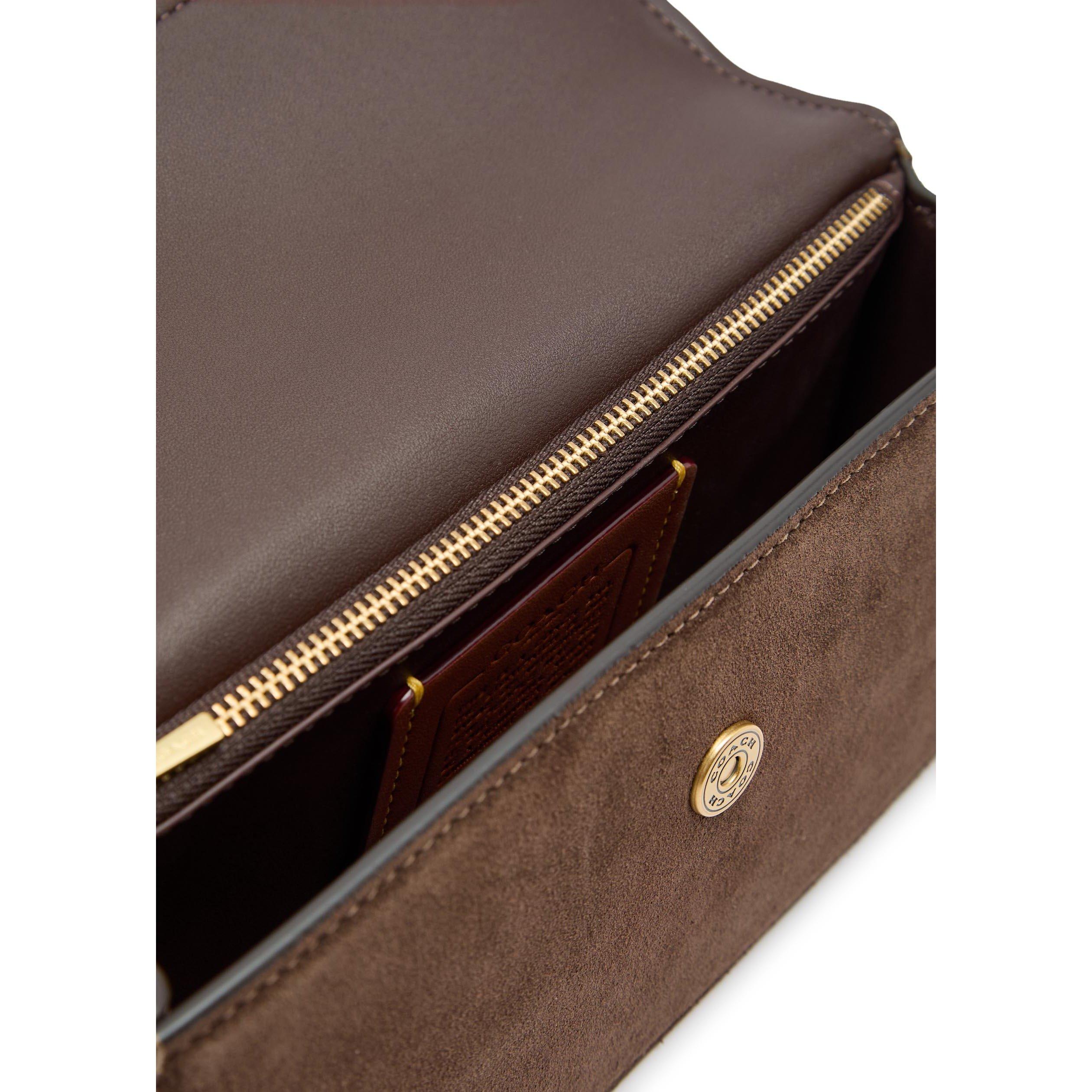 DARK BROWN - Coach - ELORA SUEDE TOP HANDLE BAG - 5