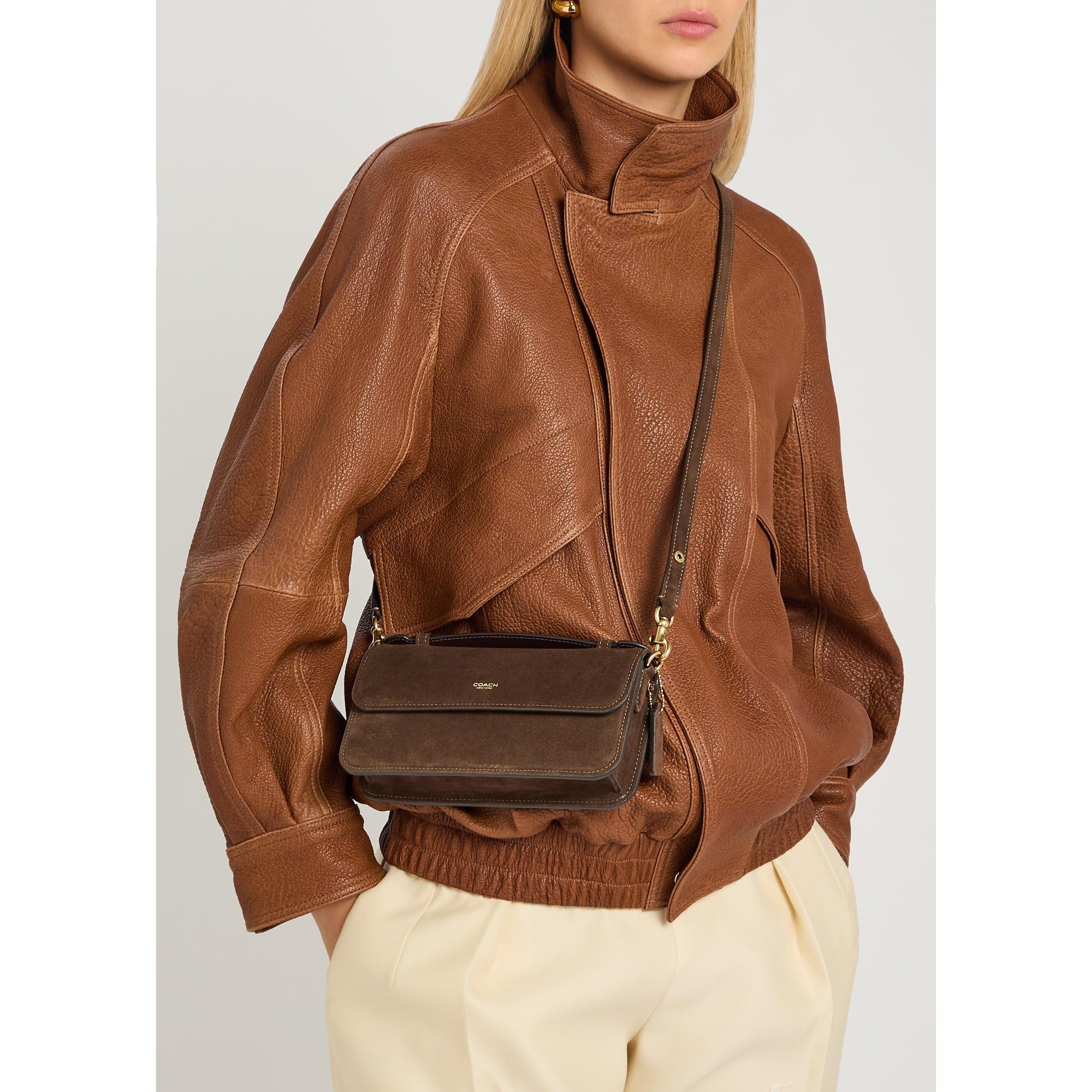 DARK BROWN - Coach - ELORA SUEDE TOP HANDLE BAG - 7