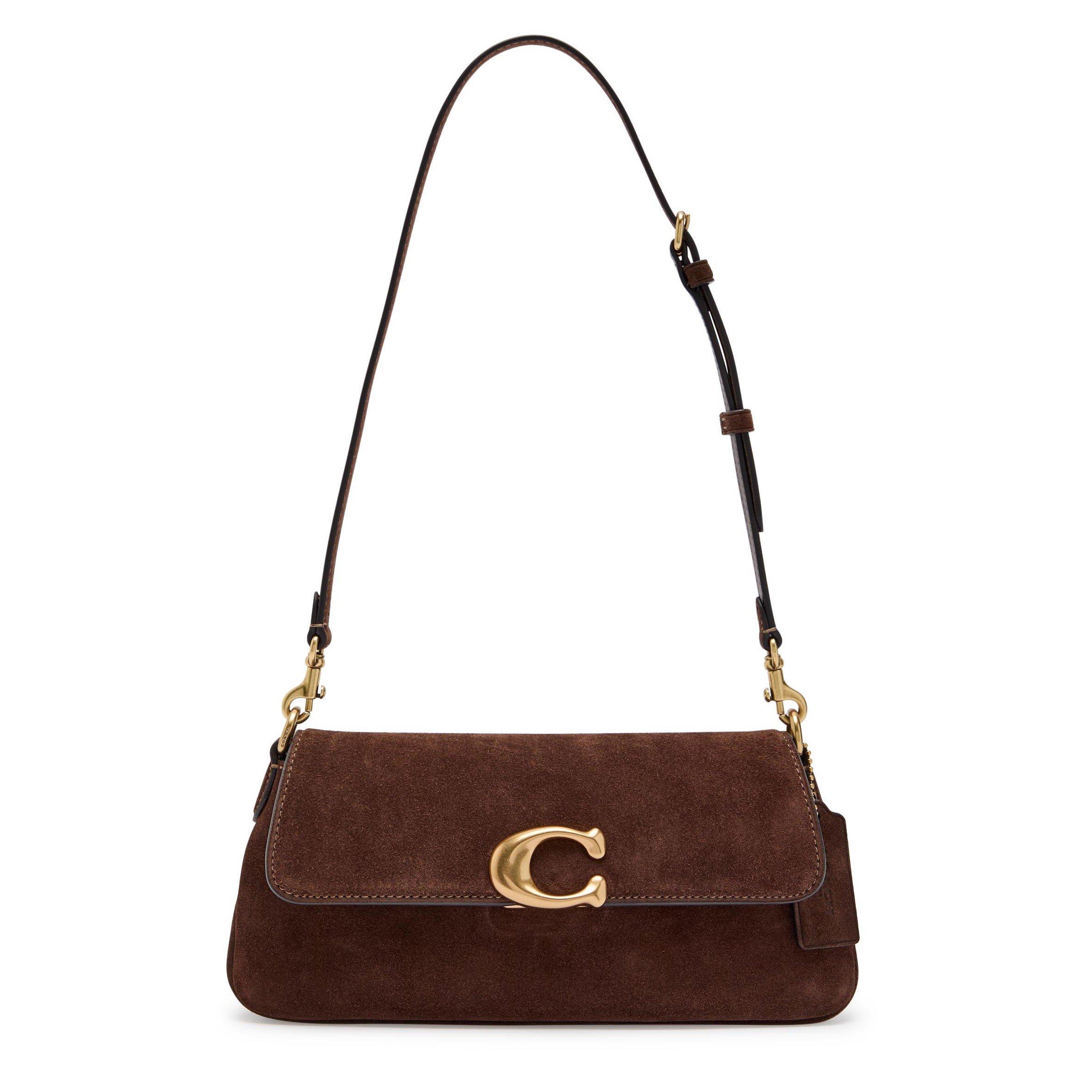 DARK BROWN - Coach - JET SUEDE SHOULDER BAG