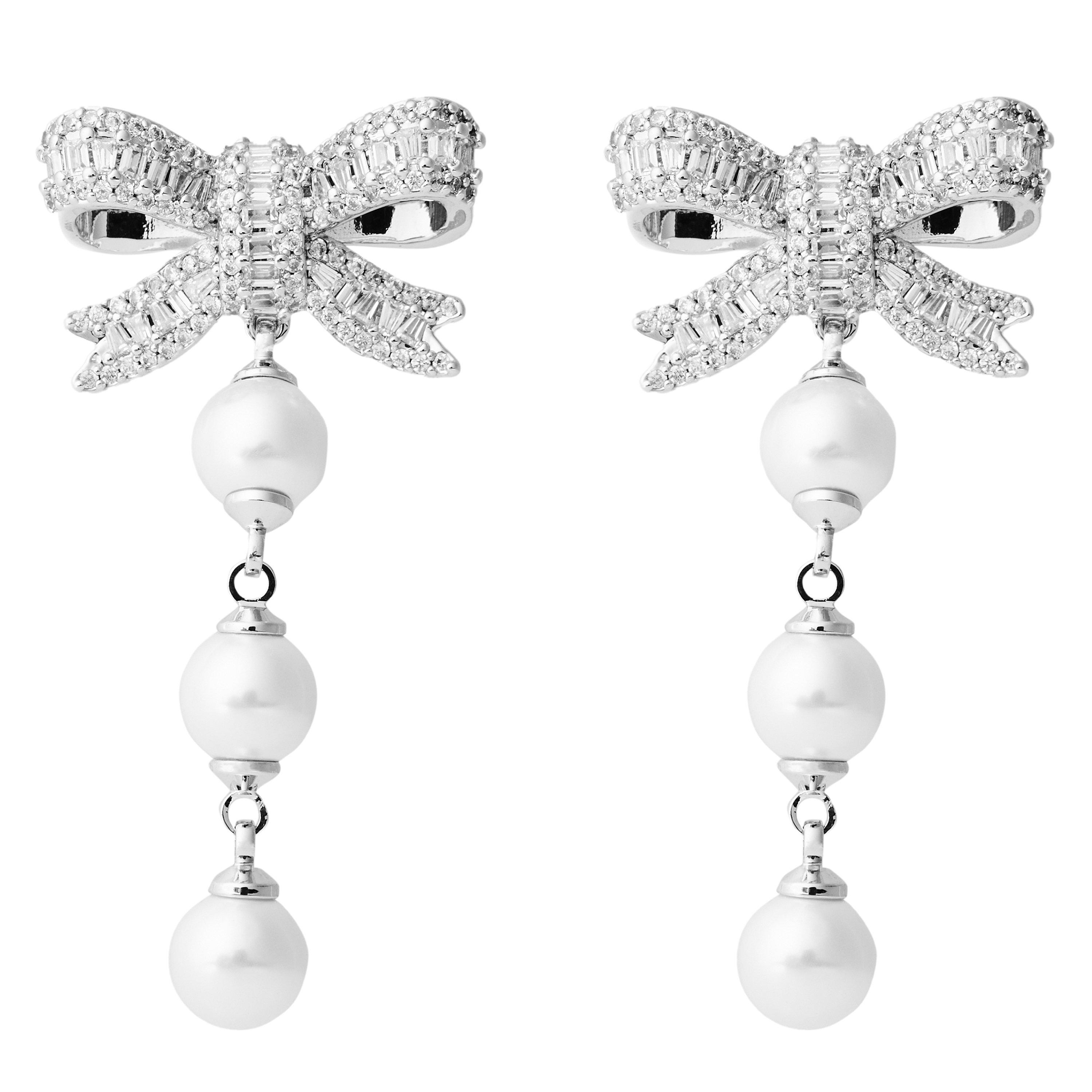 SILVER - Self Portrait - CRYSTAL BOW PEARL DROPLET - 1