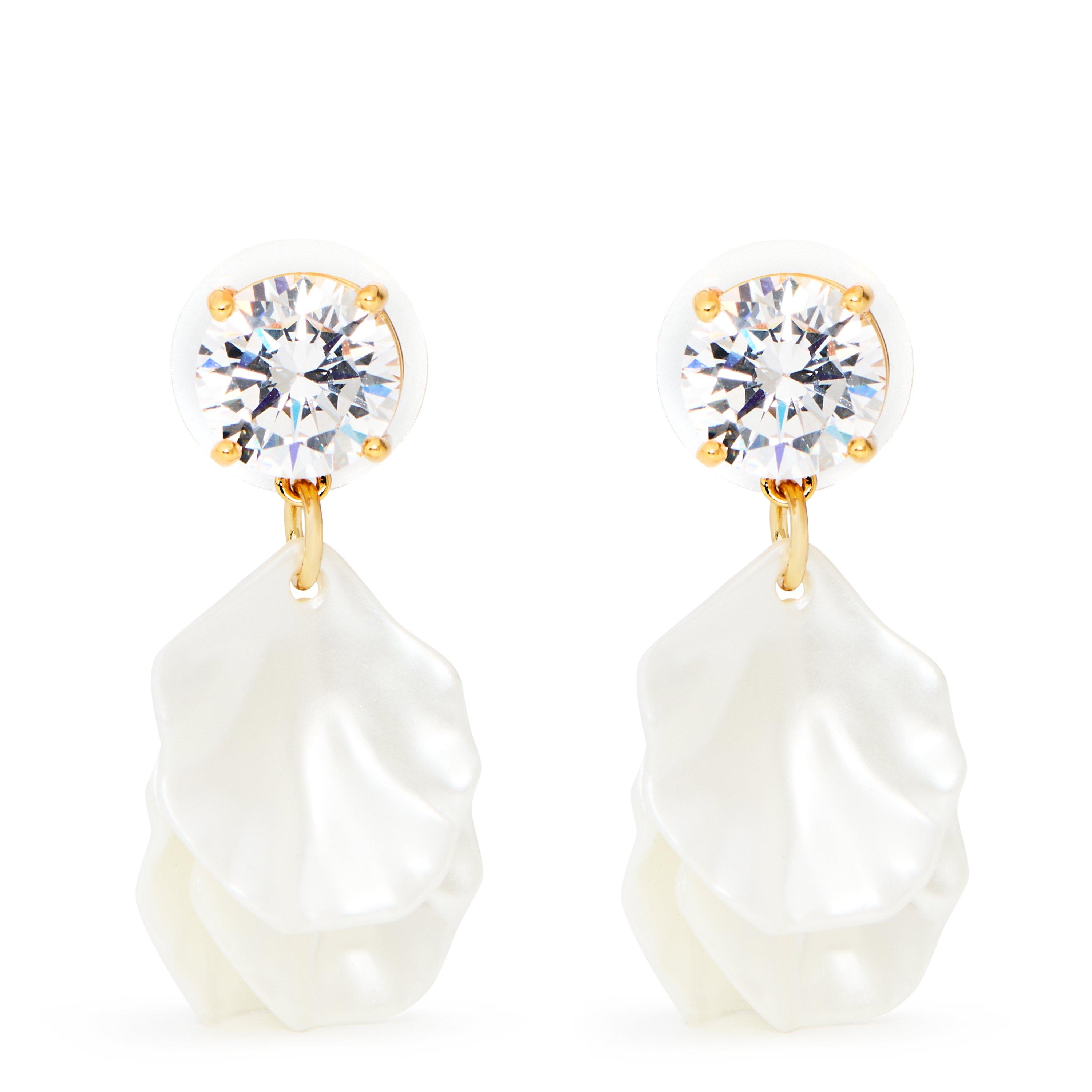 PEARL - Self Portrait - CRYSTAL PEARL PETAL EARRI - 1