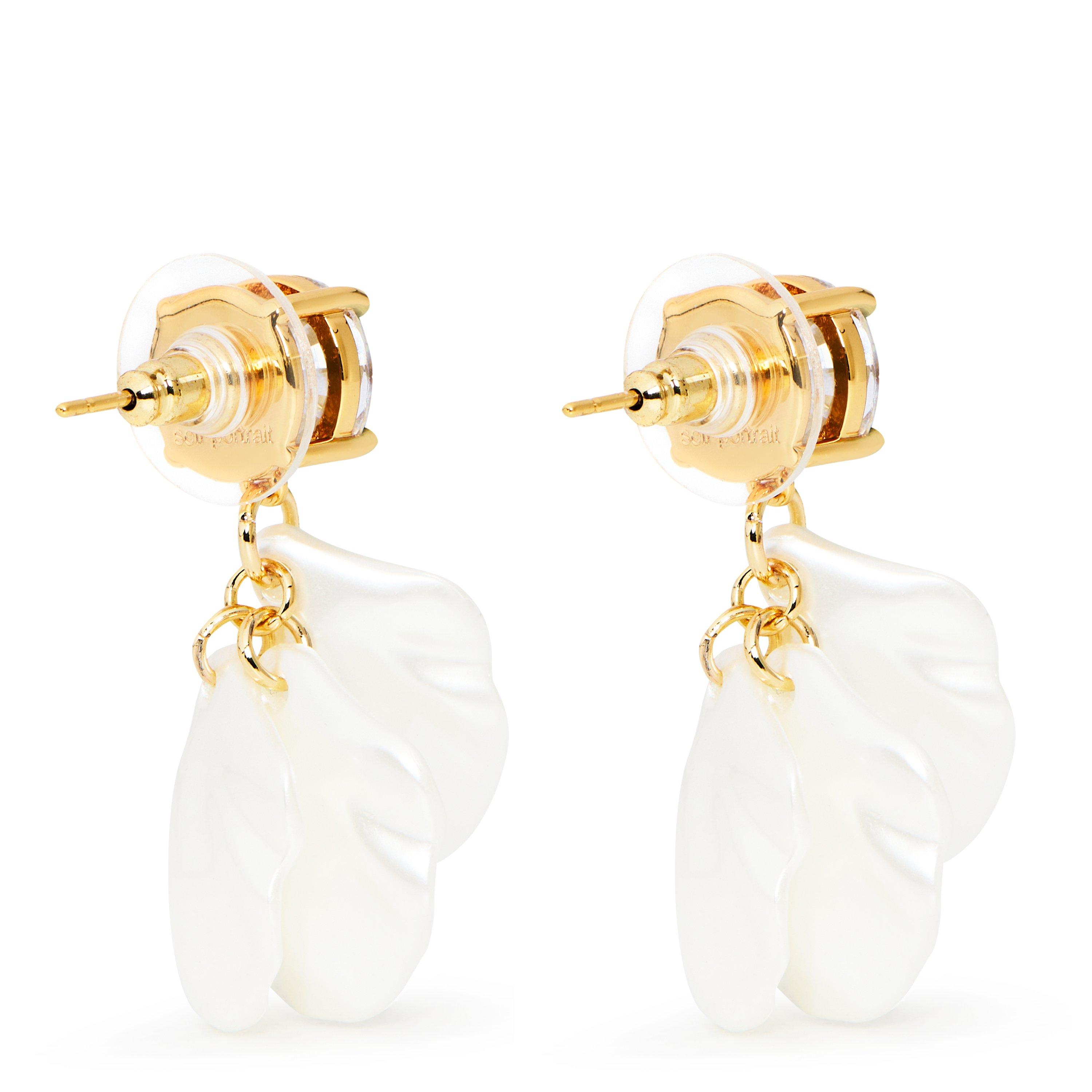 PEARL - Self Portrait - CRYSTAL PEARL PETAL EARRI - 2