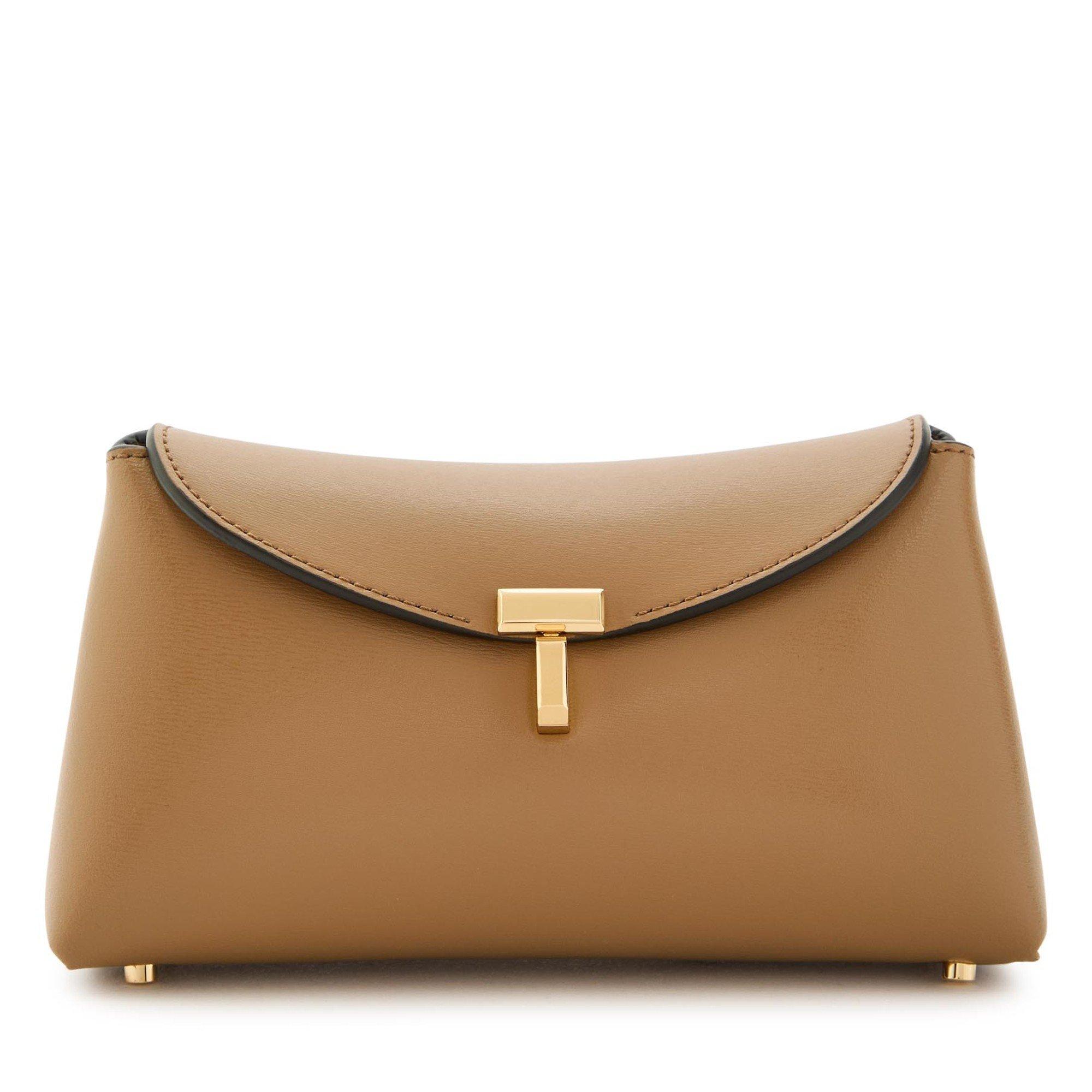 CAMEL - Toteme - Mini T-lock leather clutch