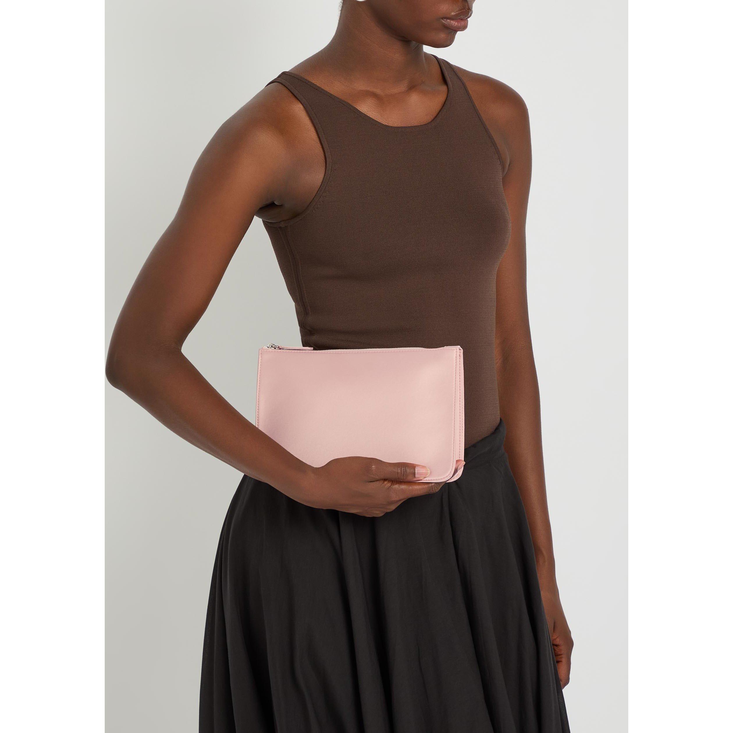 LIGHT PINK - Toteme - Women's Tri-Fold Satin Clutch Bag - 3