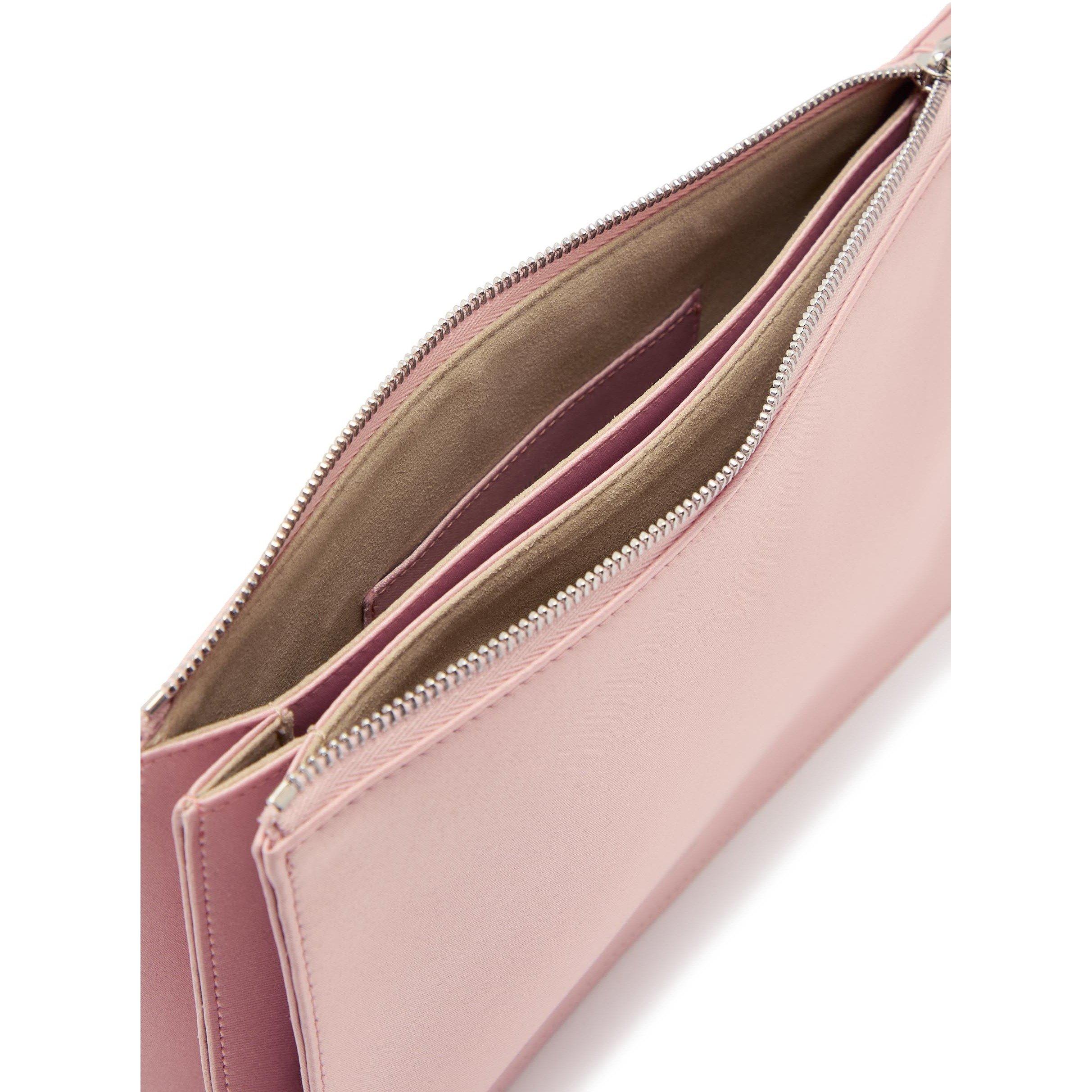 LIGHT PINK - Toteme - Women's Tri-Fold Satin Clutch Bag - 5
