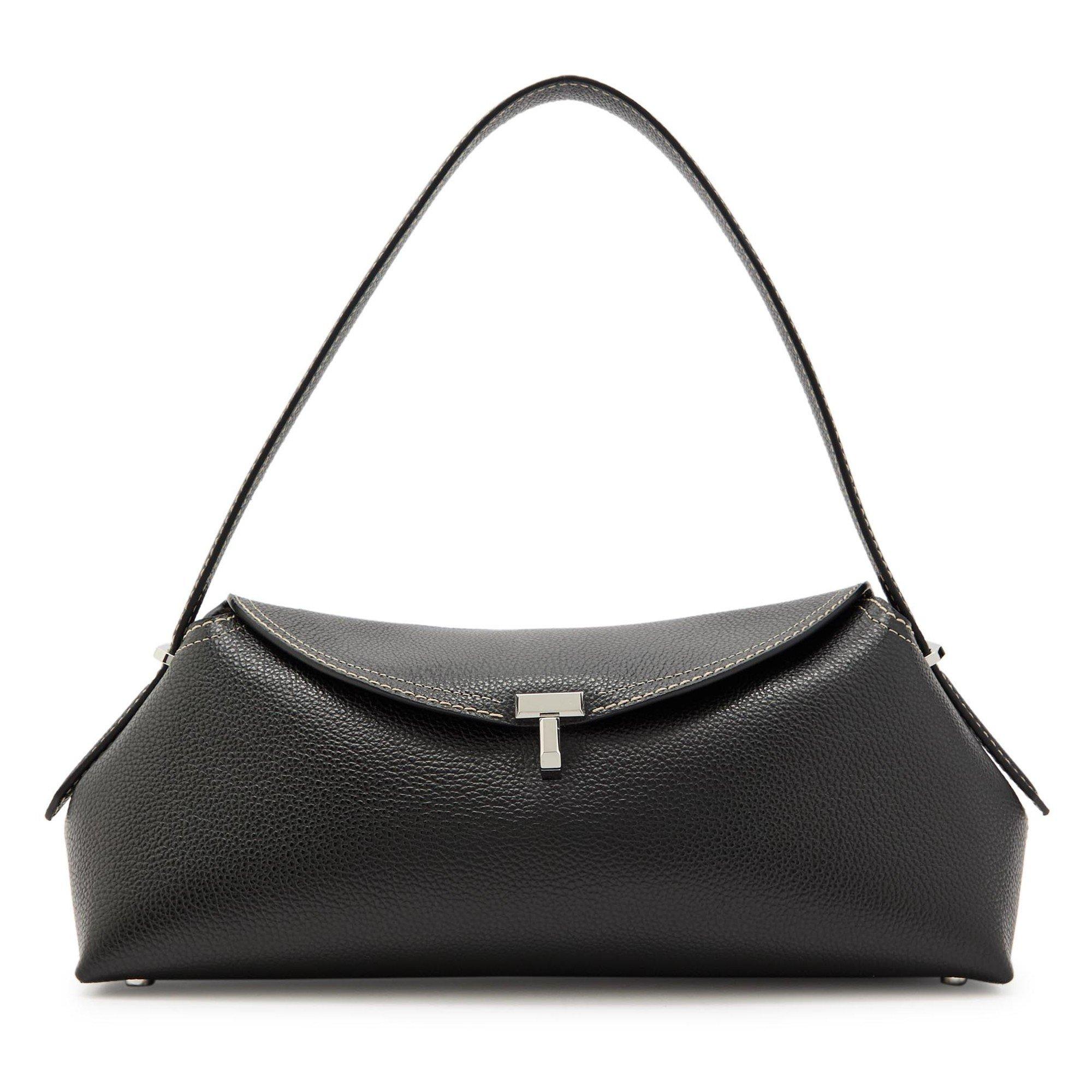 BLACK - Toteme - T-lock grained-leather shoulde