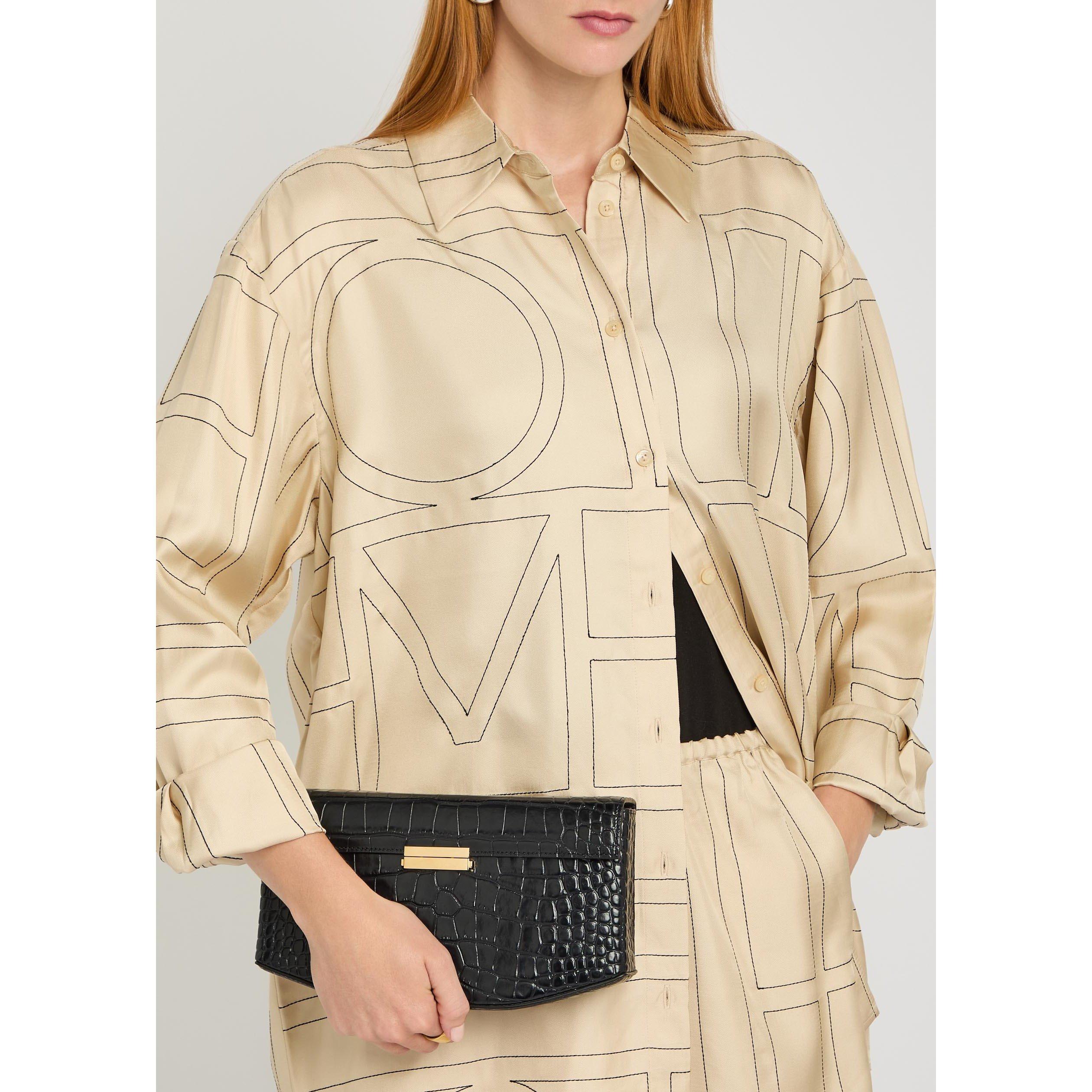 BLACK - Toteme - Clip croco-embossed shoulder - 3