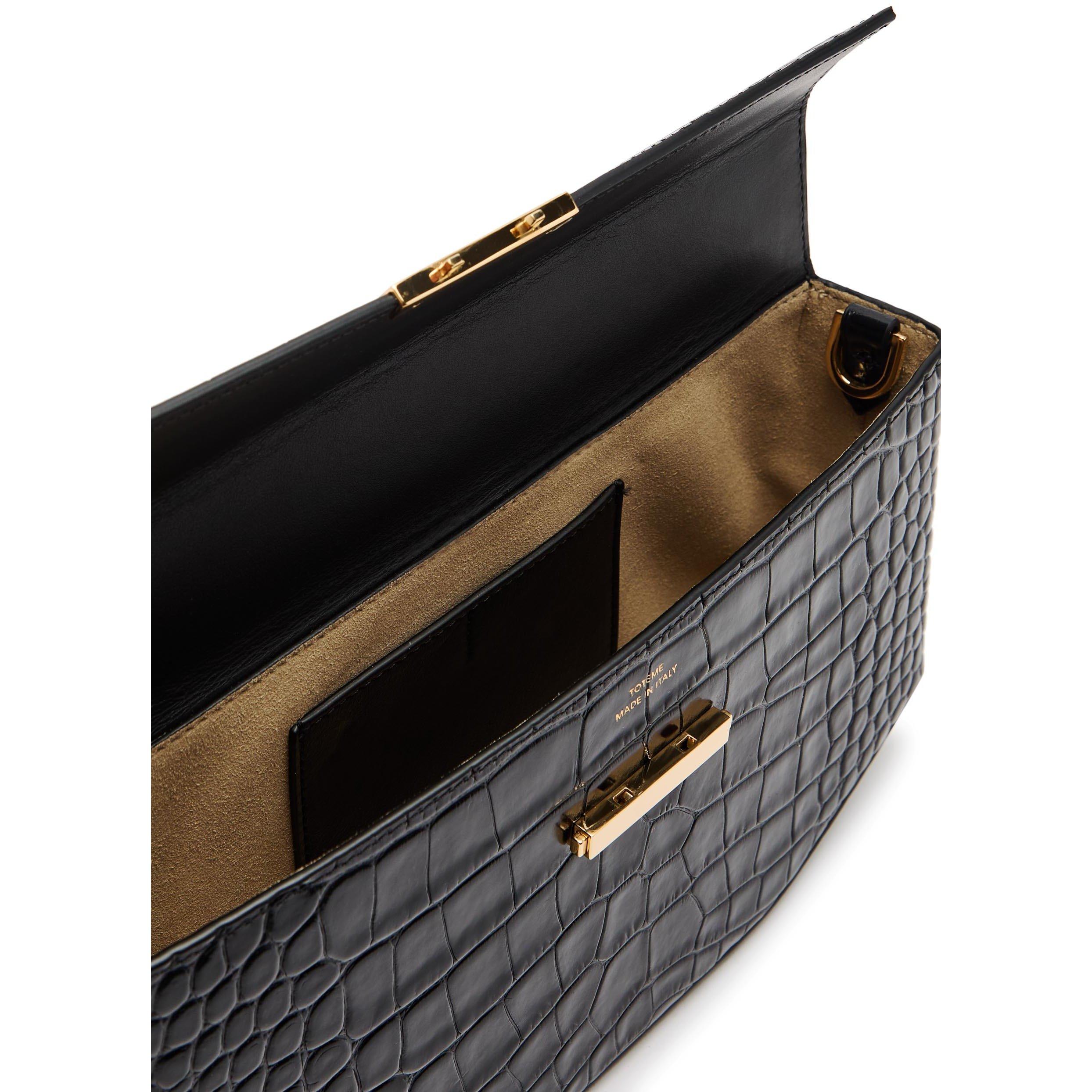 BLACK - Toteme - Clip croco-embossed shoulder - 5