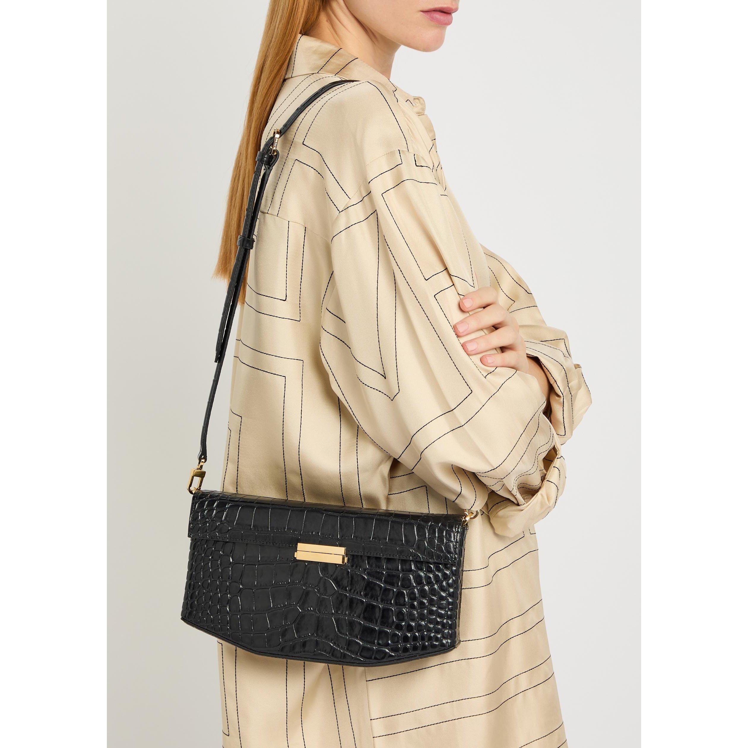 BLACK - Toteme - Clip croco-embossed shoulder - 6