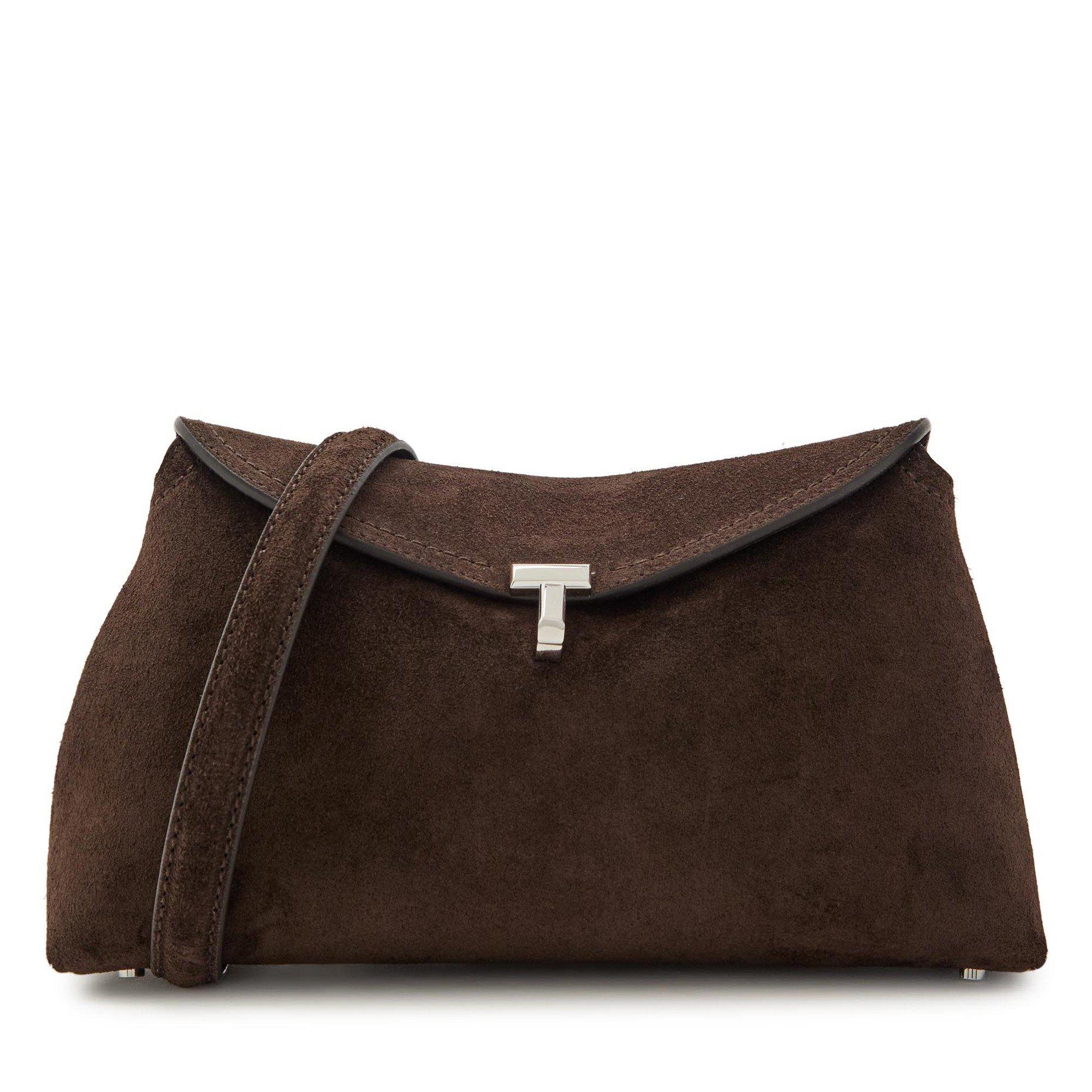 BROWN - Toteme - T LOCK SUEDE CLUTCH - 1