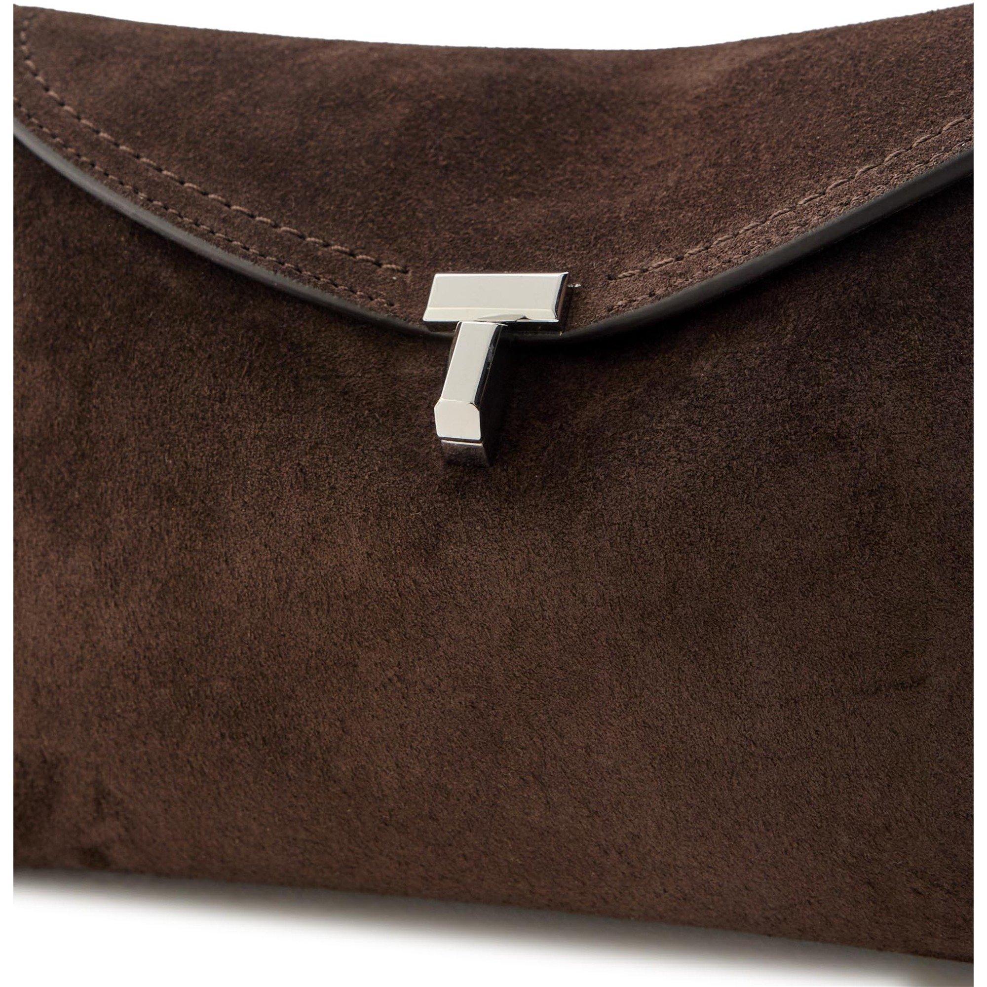 BROWN - Toteme - T LOCK SUEDE CLUTCH - 4