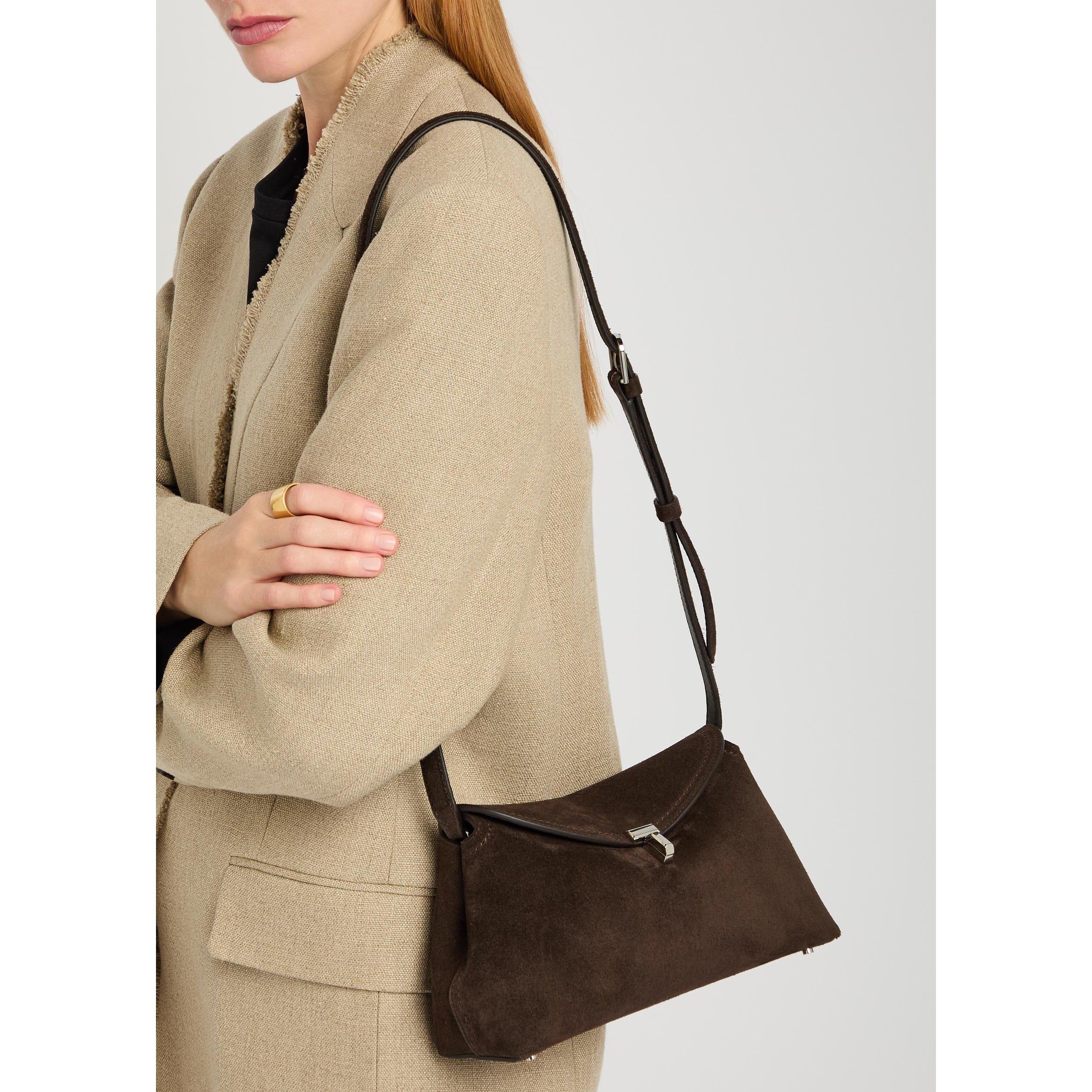BROWN - Toteme - T LOCK SUEDE CLUTCH - 6
