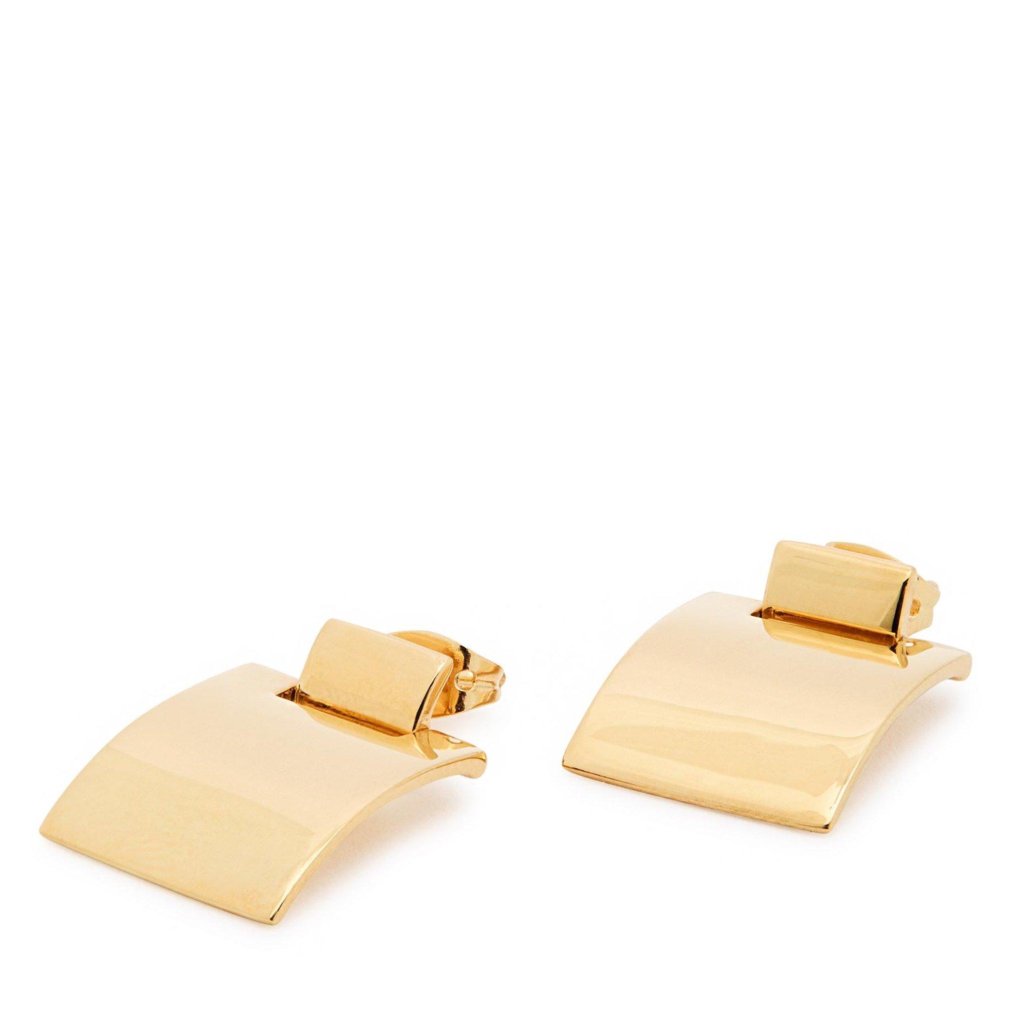 GOLD - Nina Gordon - Women's Square Mini Doorknockers Gold Vermeil Drop Earrings - 2