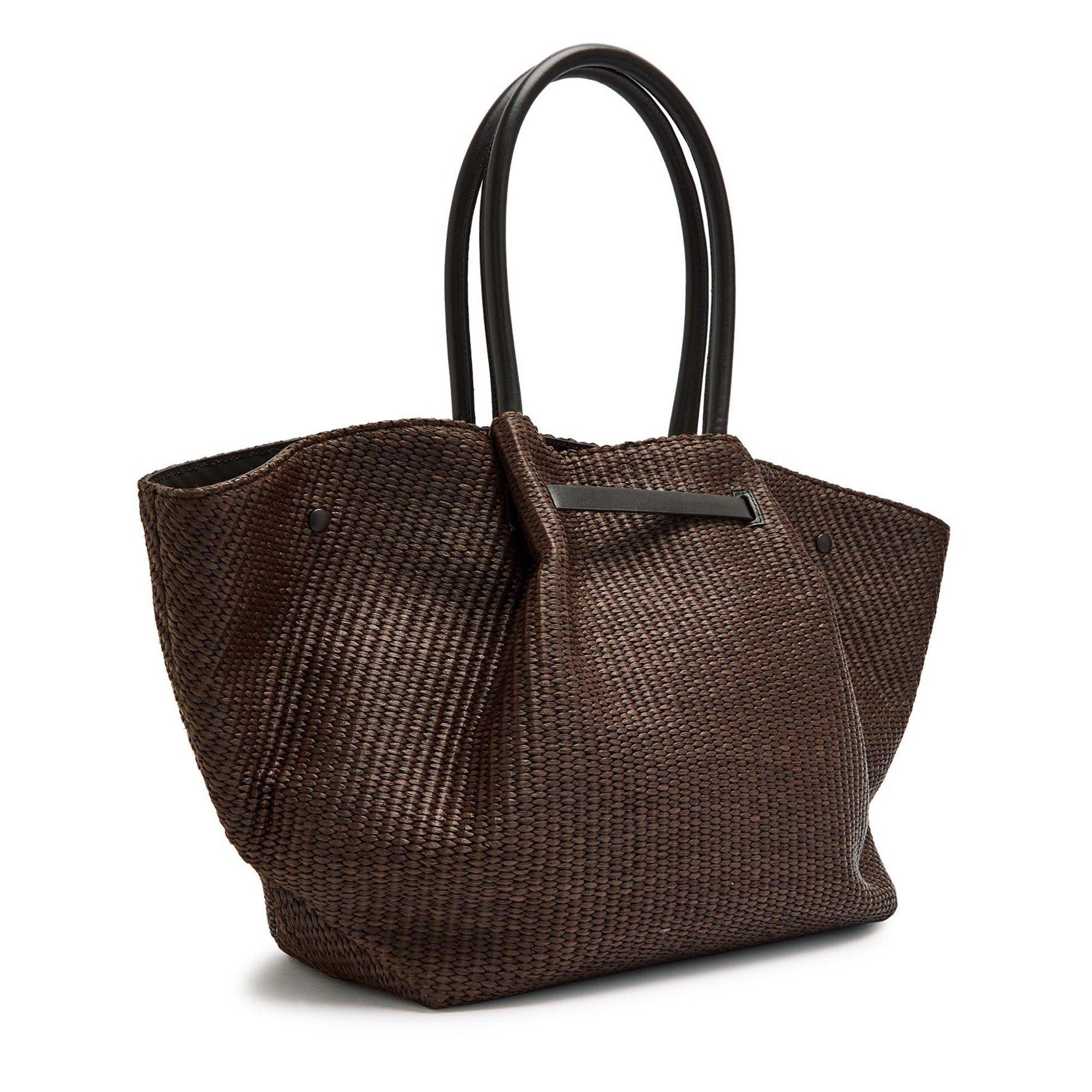 DARK BROWN - DeMellier - Women's New York Leather Raffia Tote Bag - 2