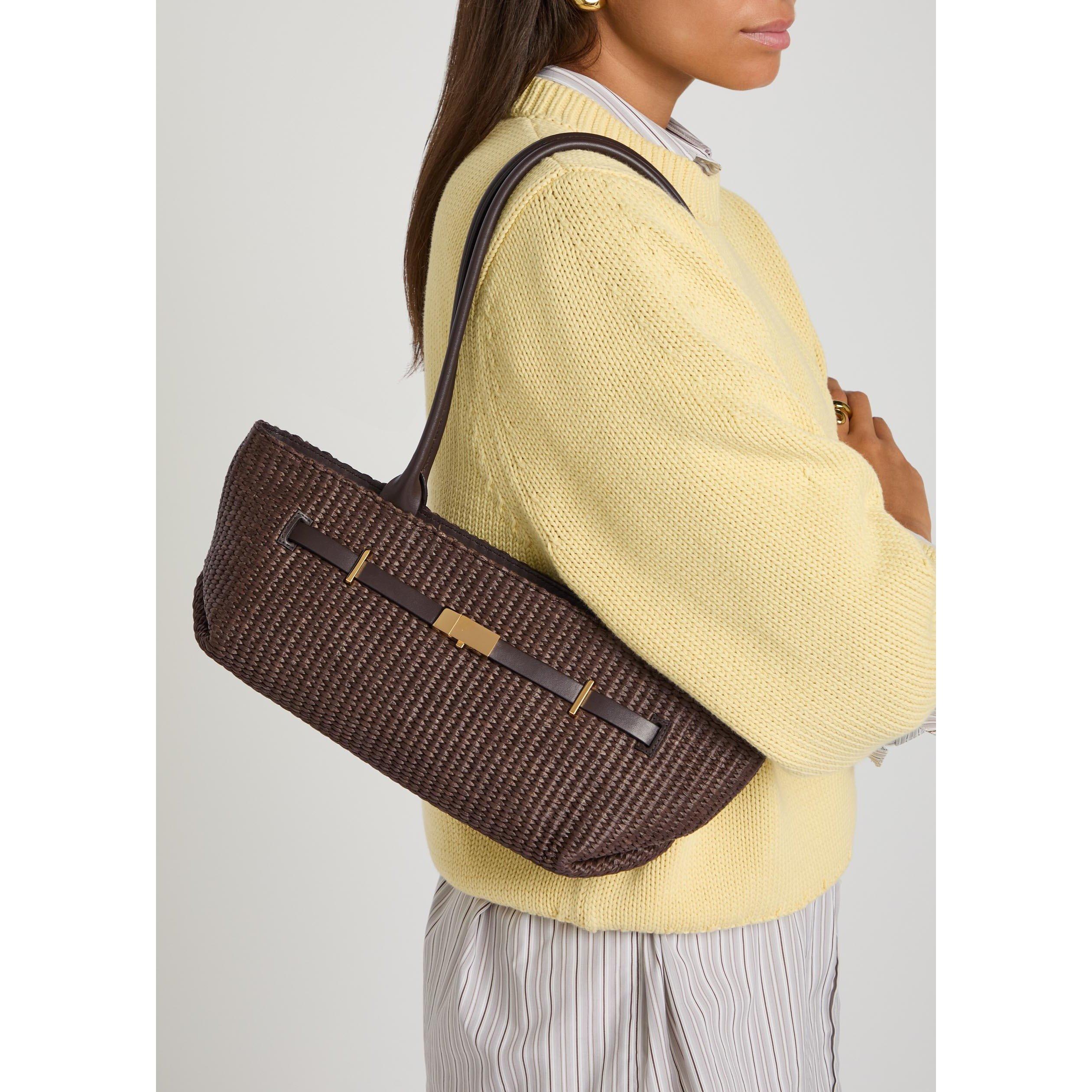 DARK BROWN - DeMellier - Women's New York Shoulder Raffia Bag - 3