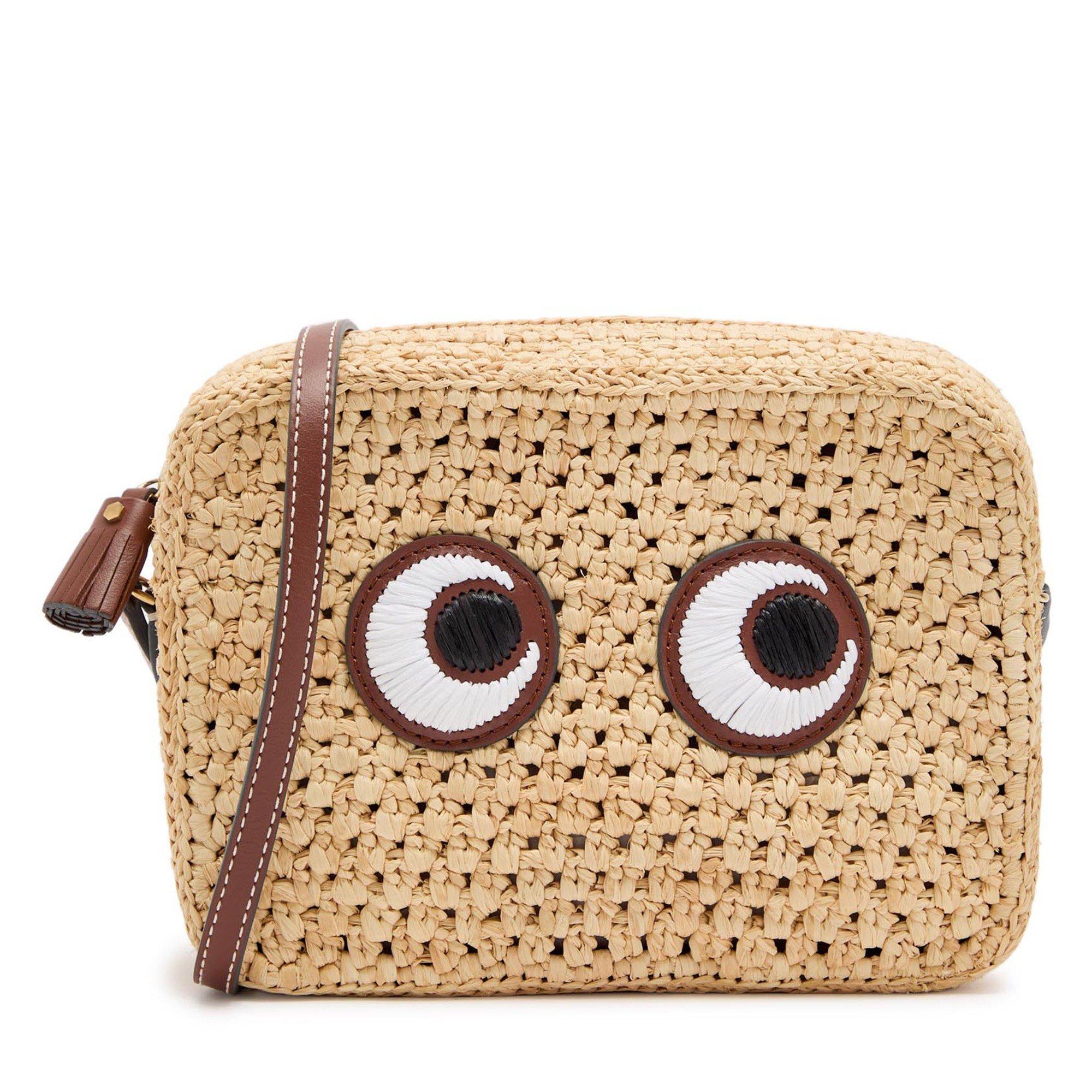 NATURAL - Anya Hindmarch - CROSSBODY EYES RAFFIA CROSSBOD