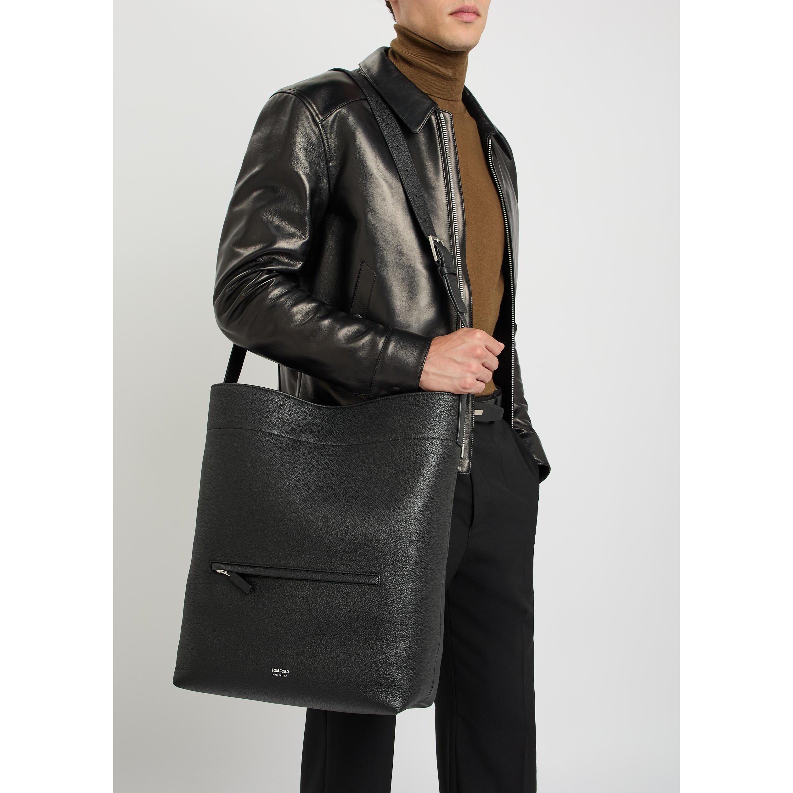 BLACK - Tom Ford - TOM FOR DGRN LTHR BUCKET BAG - 3