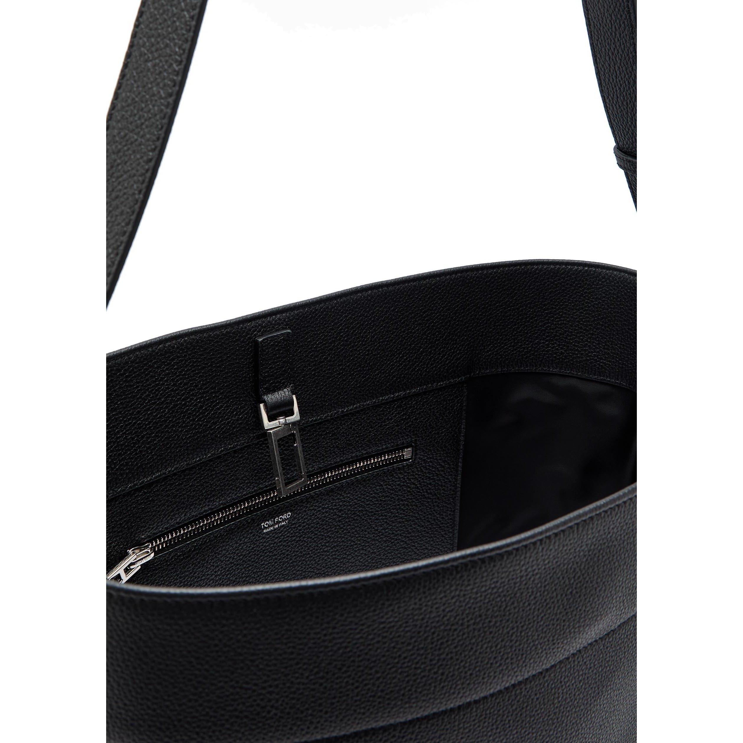 BLACK - Tom Ford - TOM FOR DGRN LTHR BUCKET BAG - 5