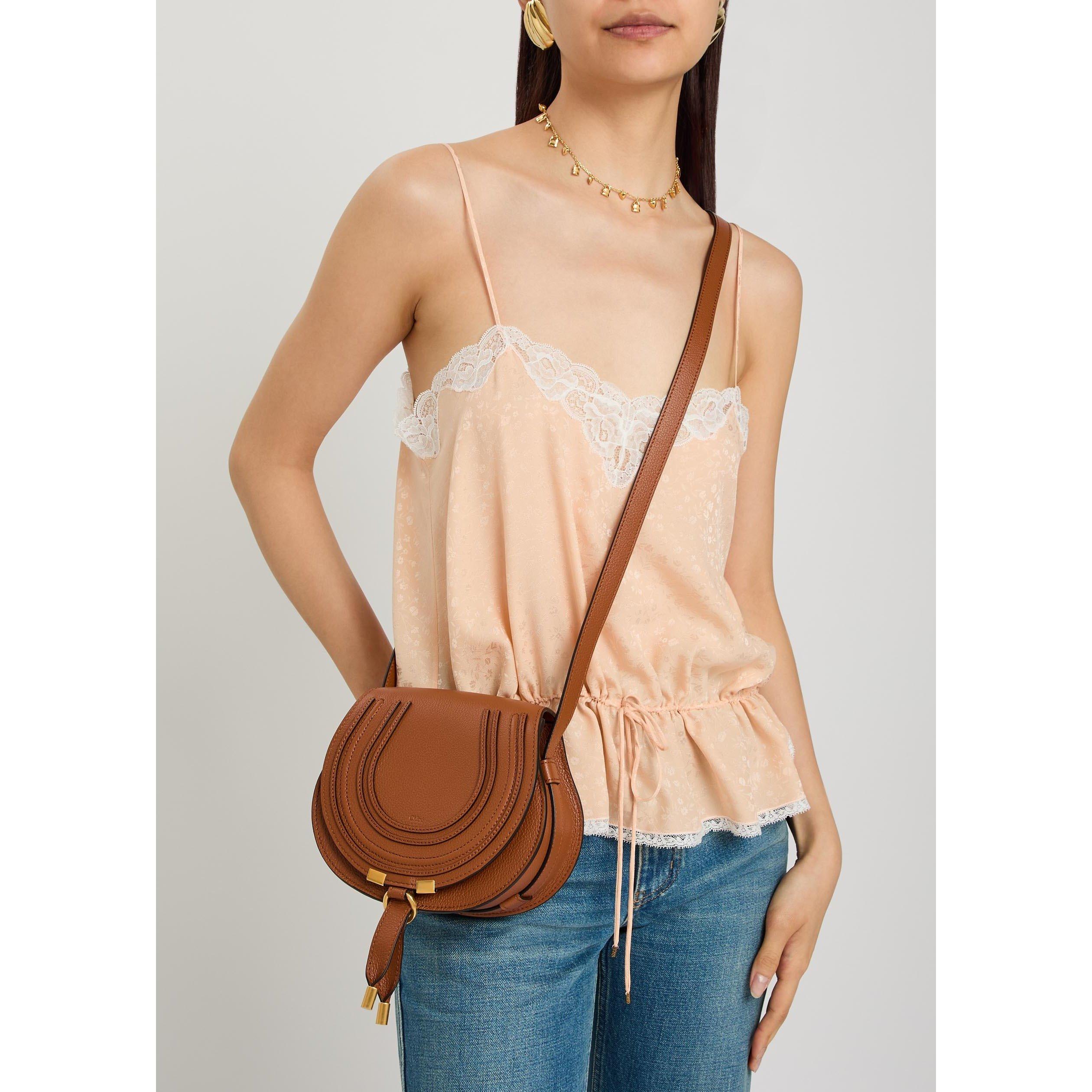 TAN - Chloe - Marcie Grain Crossbody Bag - 3