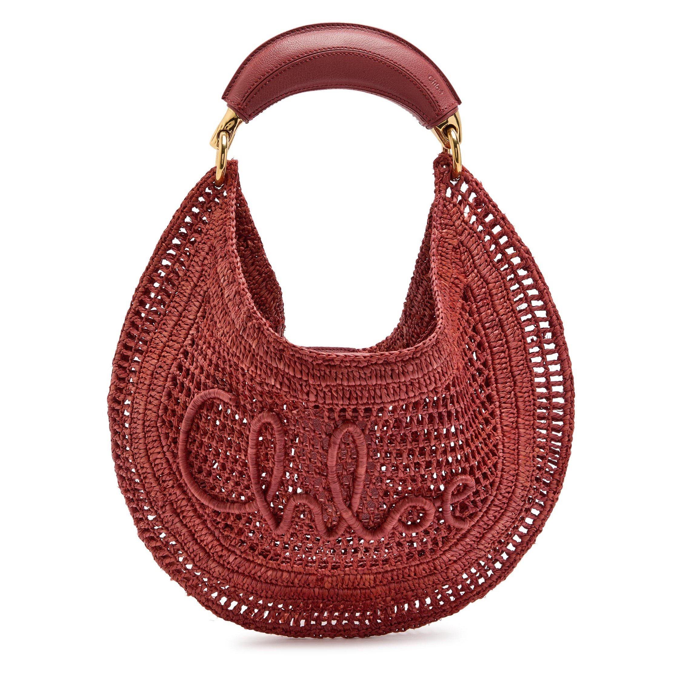 RED - Chloe - Summer Banana Raffia Bag