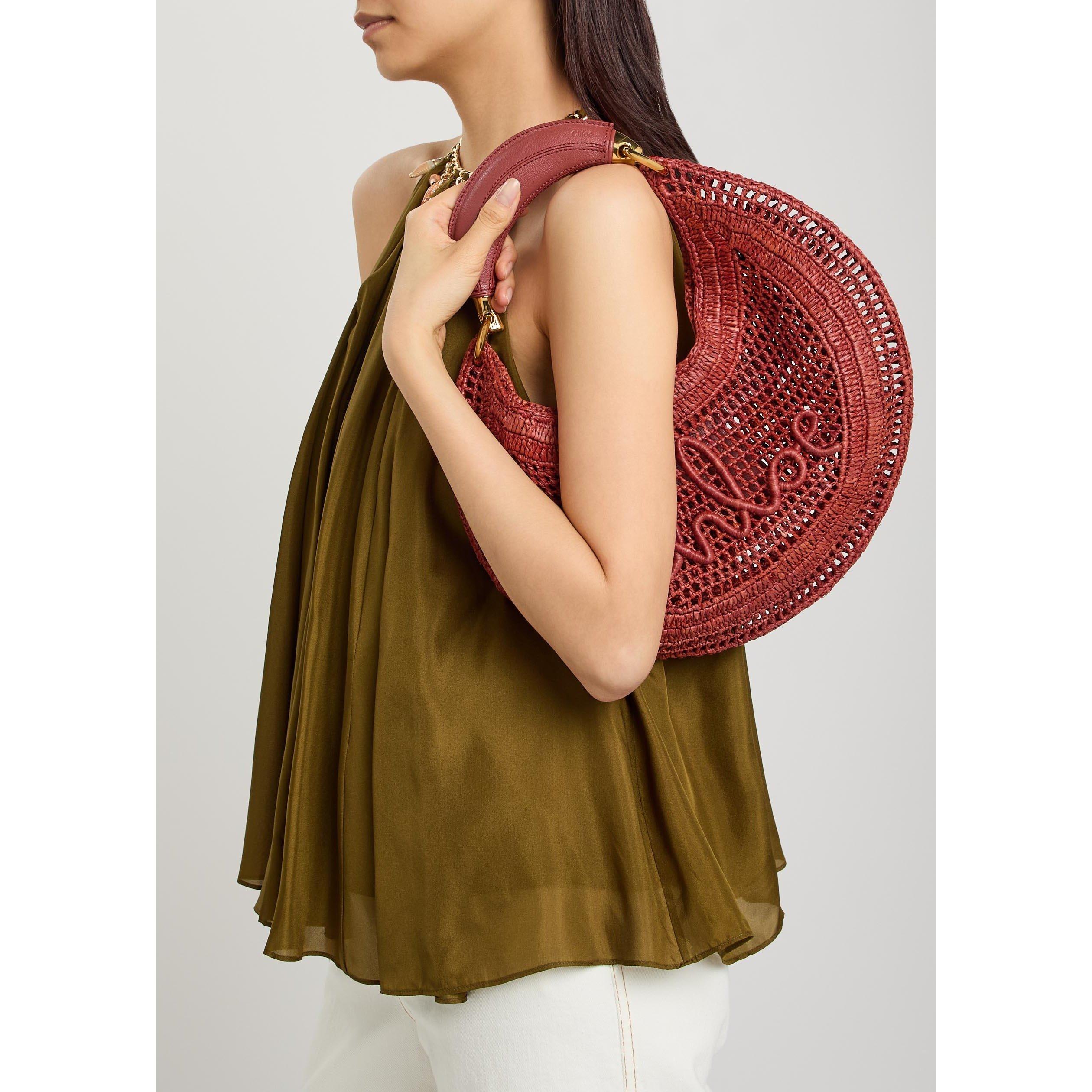 RED - Chloe - Women's Summer Banana Raffia Shoulder Bag - 3