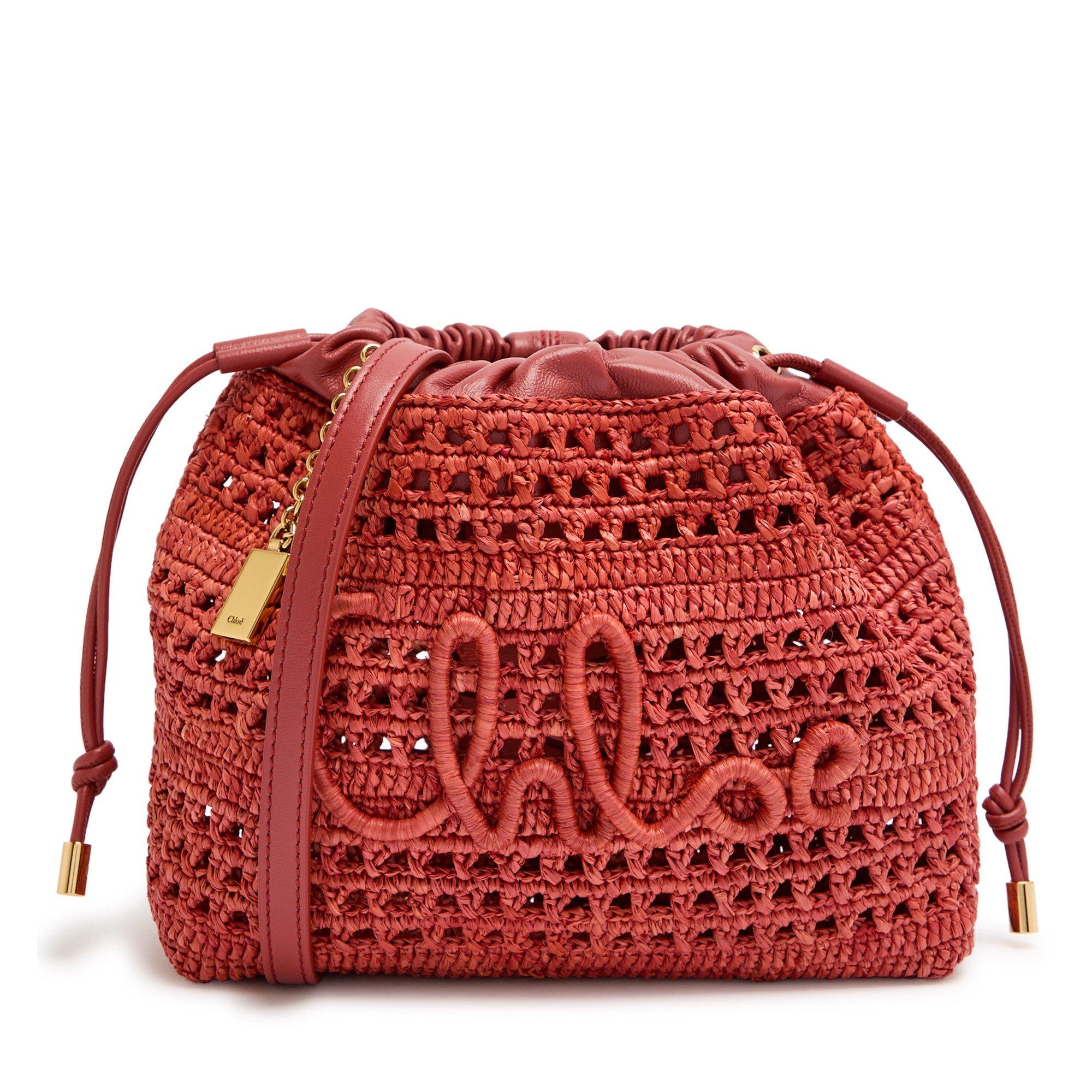 RED - Chloe - Summer Banana Raffia Pouch