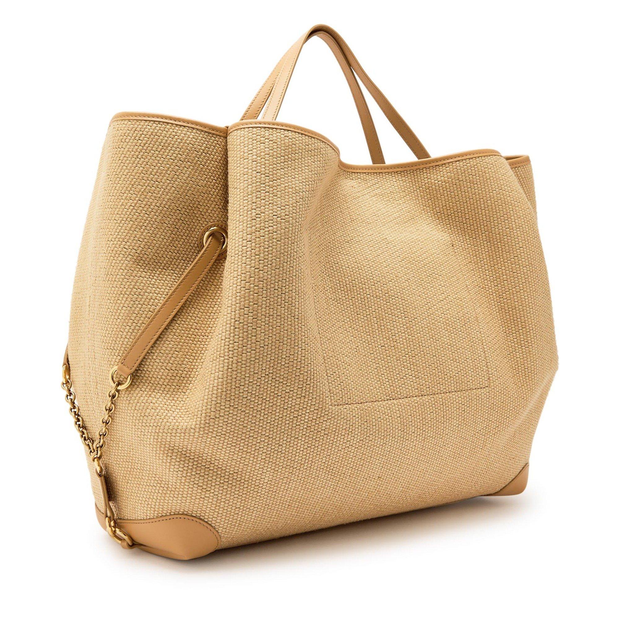 BEIGE - Chloe - Women's Clover Raffia Medium Tote Bag - 2