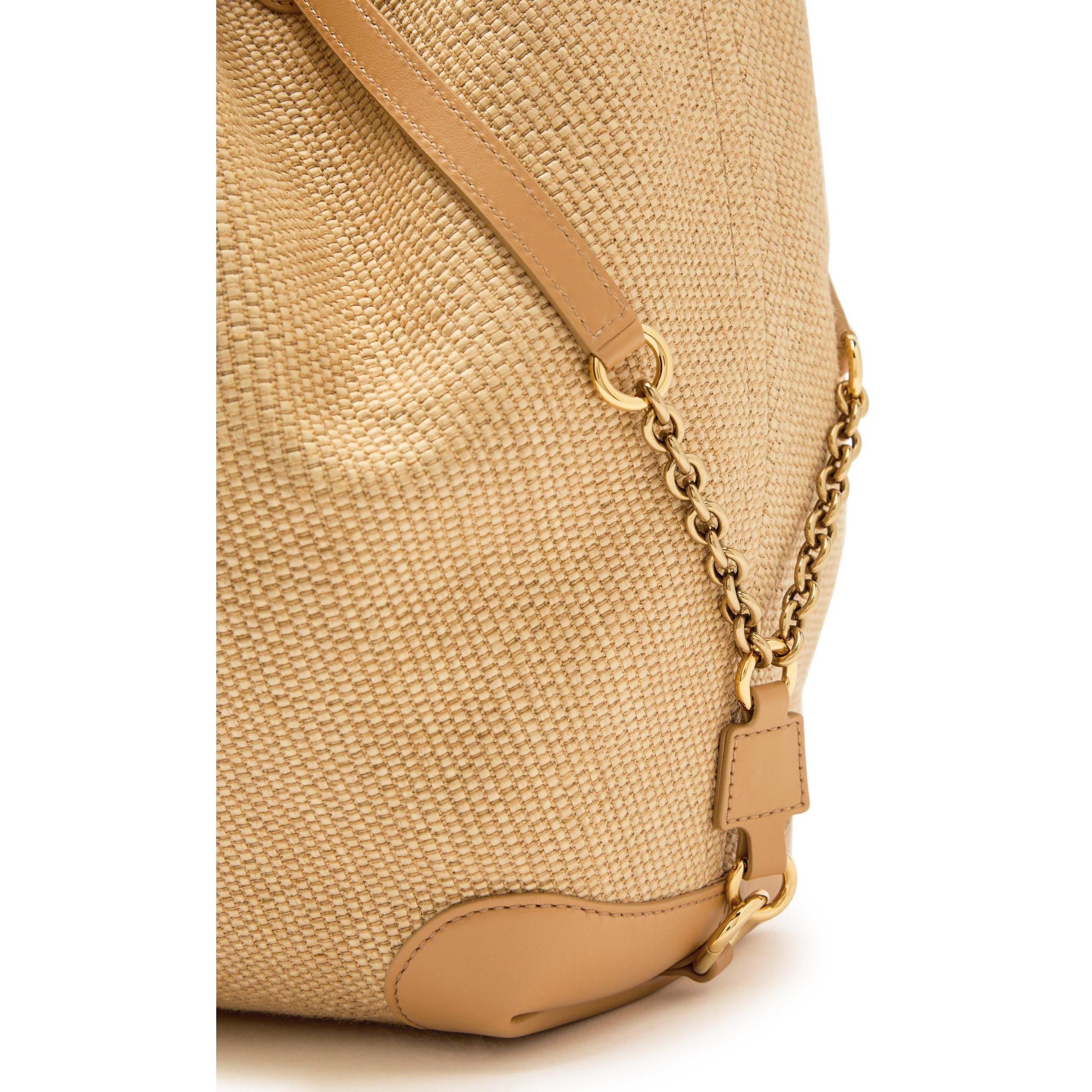 BEIGE - Chloe - Women's Clover Raffia Medium Tote Bag - 3