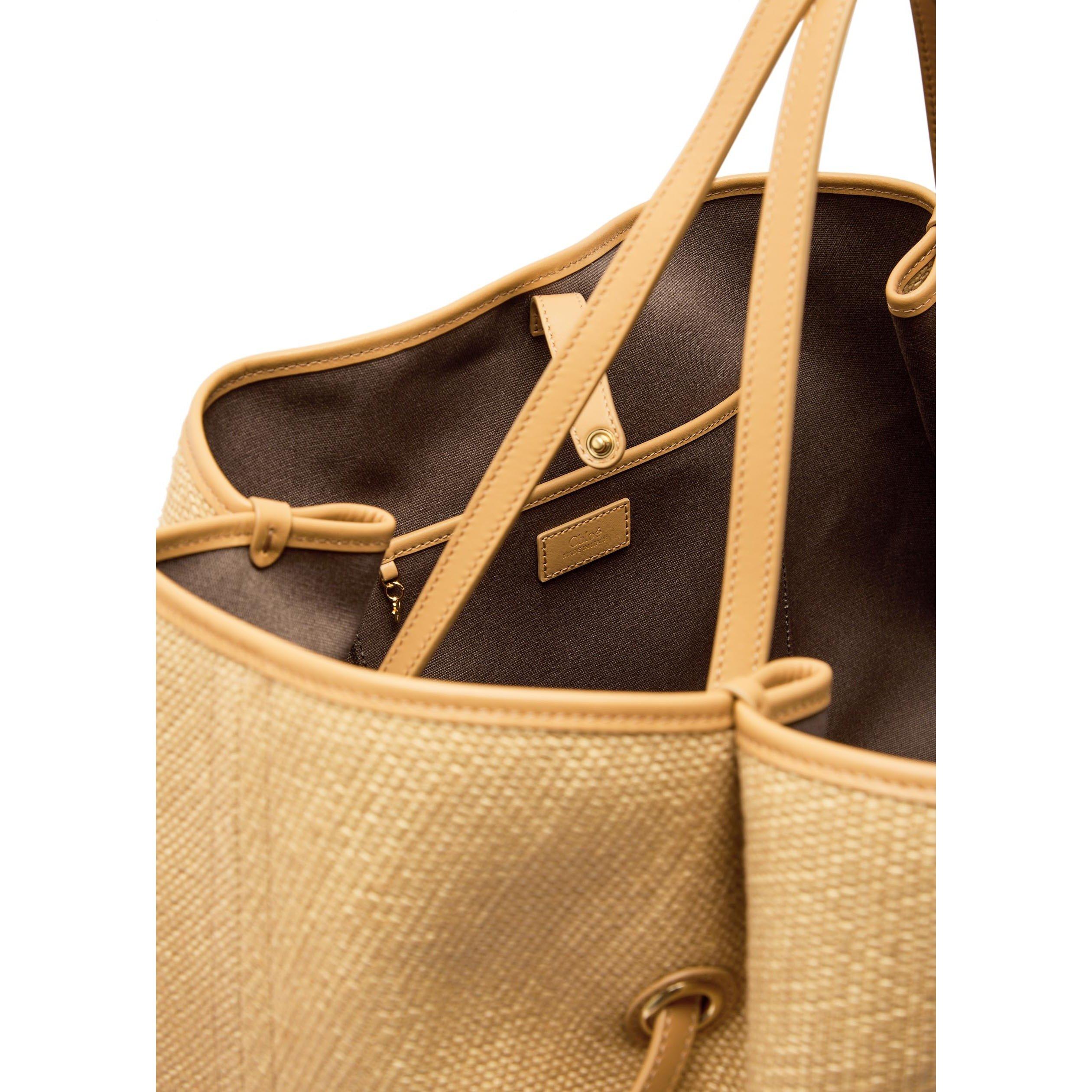 BEIGE - Chloe - Women's Clover Raffia Medium Tote Bag - 4