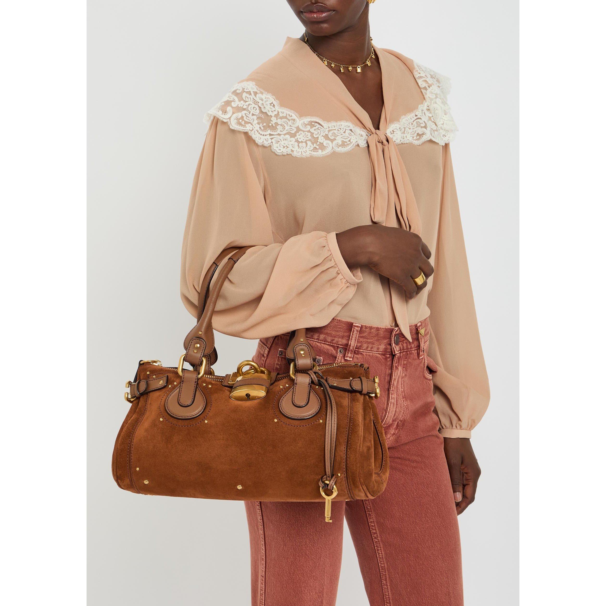 TERRACOTTA - Chloe - Women's Paddington Suede Shoulder Bag - 3