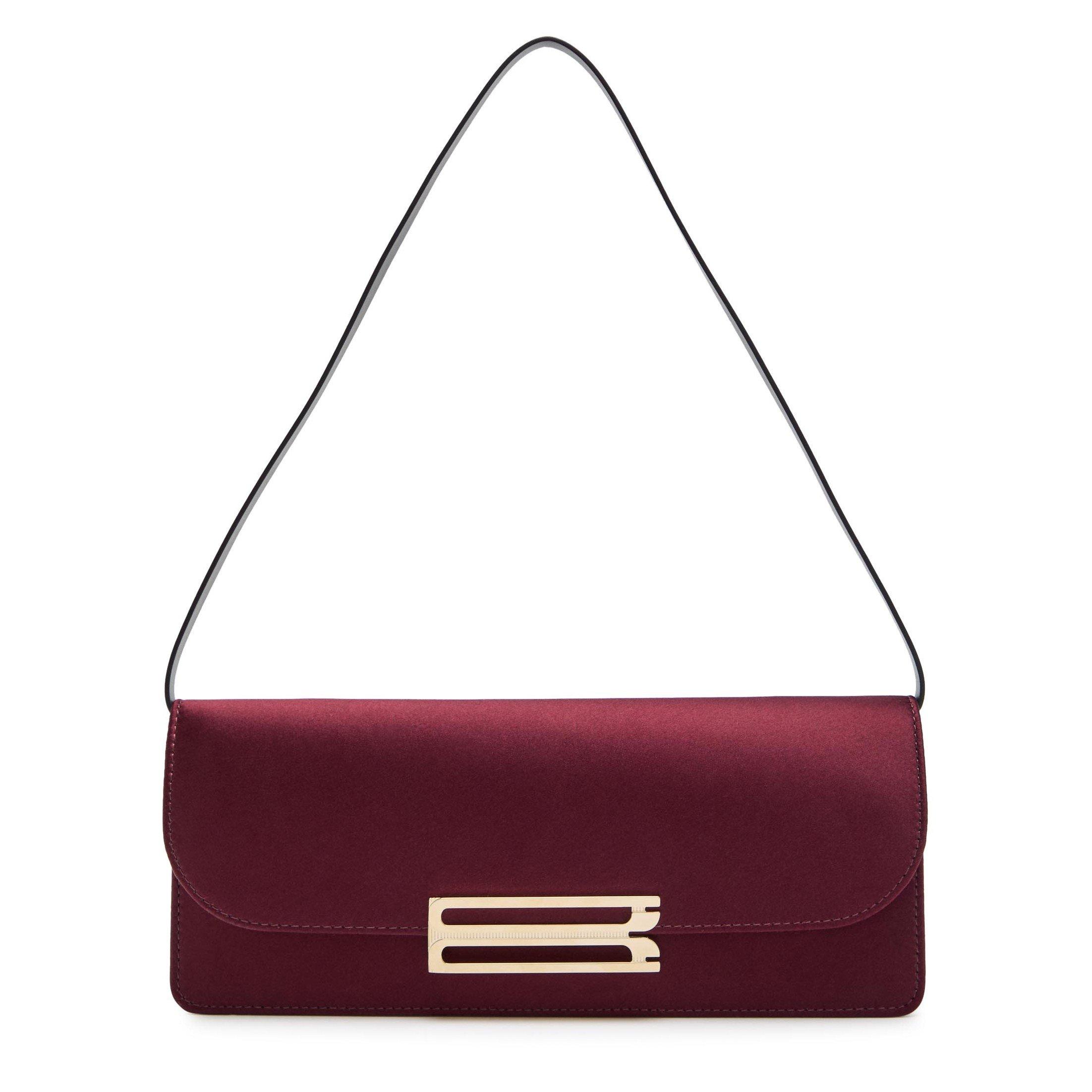 BURGUNDY - Victoria Beckham - DORIAN EAST-WEST CLUTCH SATIN - 1