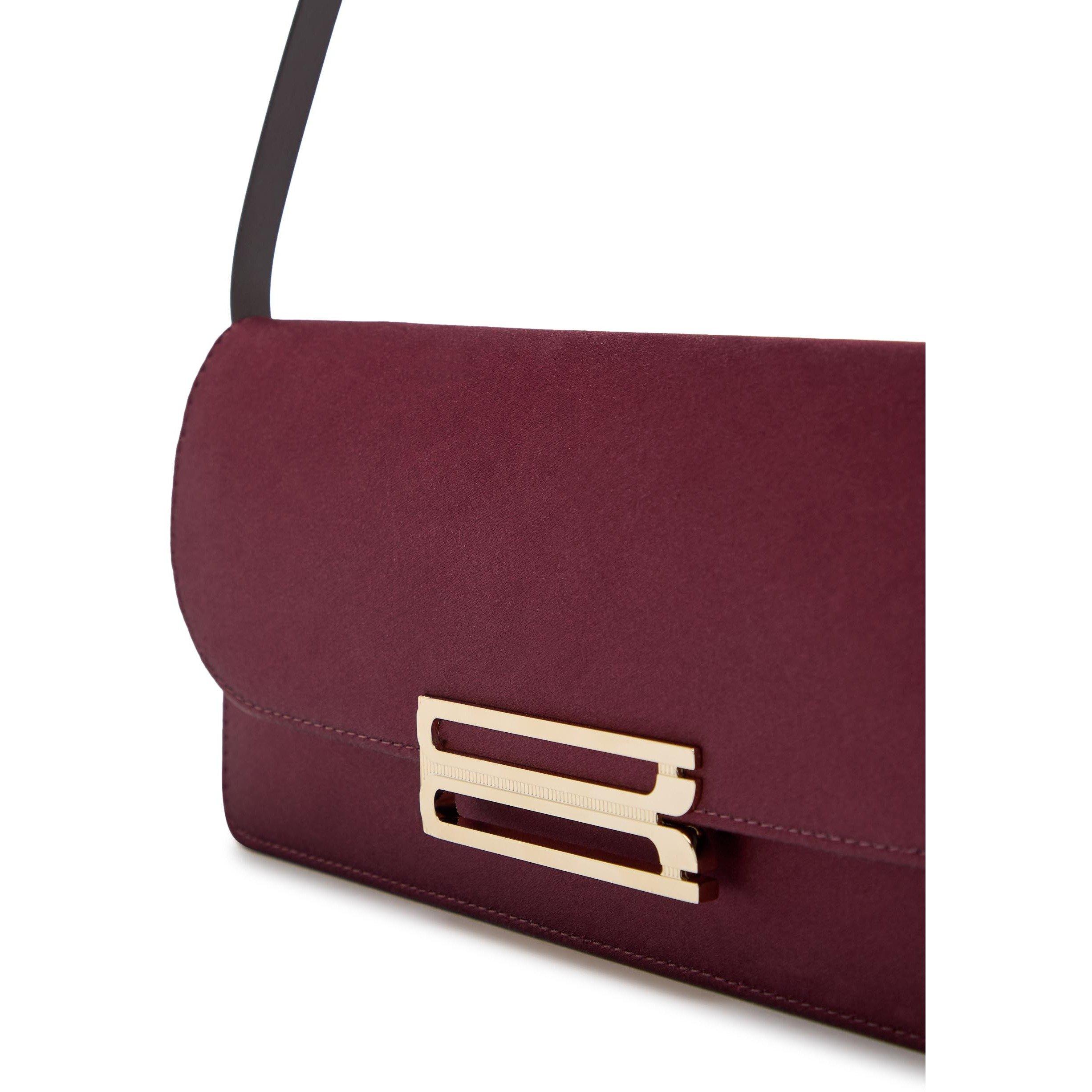 BURGUNDY - Victoria Beckham - DORIAN EAST-WEST CLUTCH SATIN - 4
