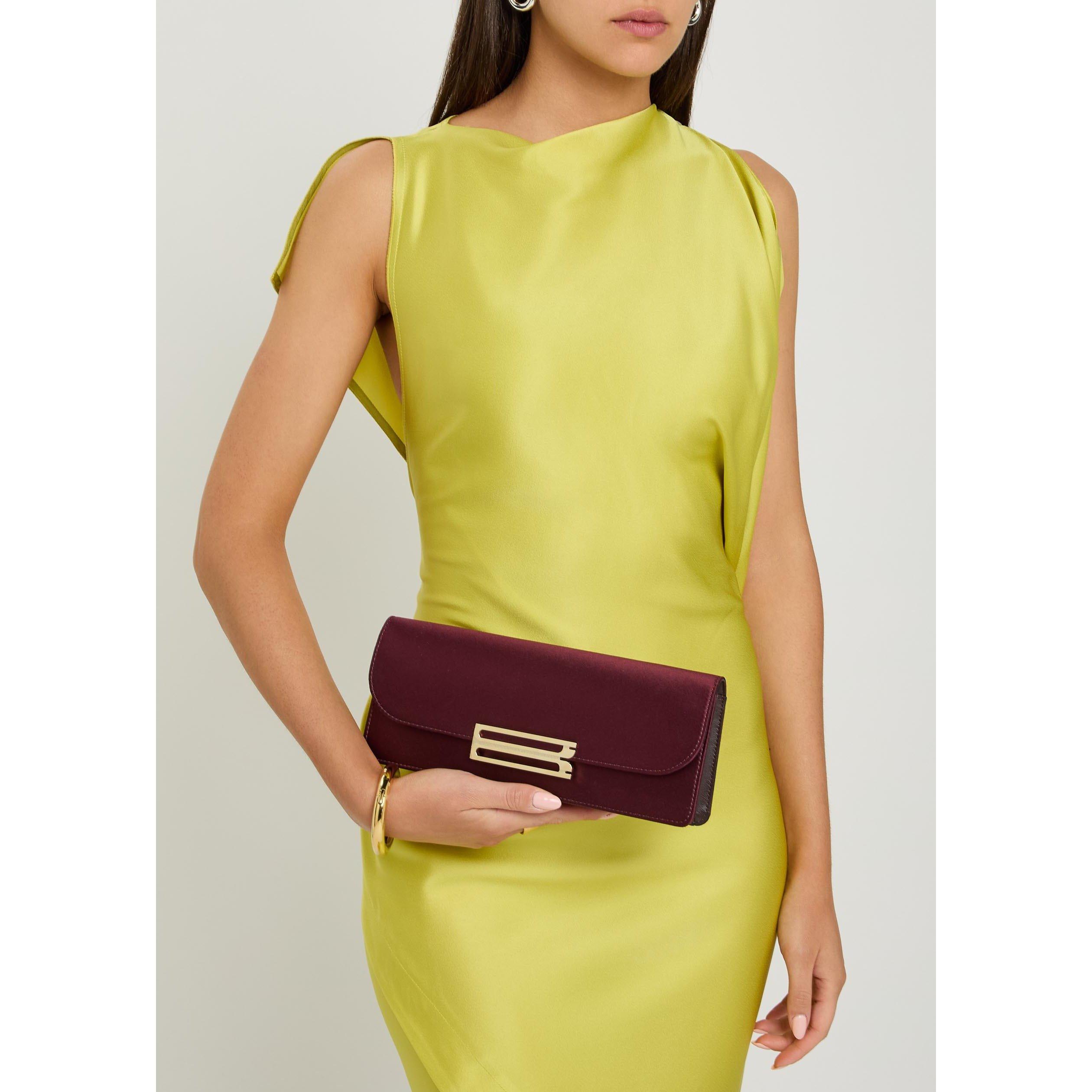 BURGUNDY - Victoria Beckham - DORIAN EAST-WEST CLUTCH SATIN - 6