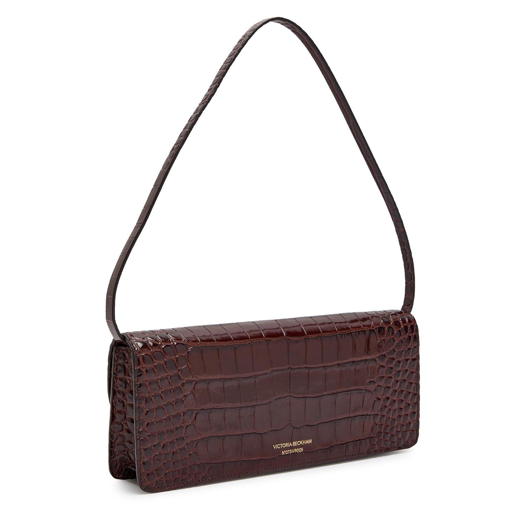 DARK BROWN - Victoria Beckham - DORIAN EAST-WEST CLUTCH CROC E - 2