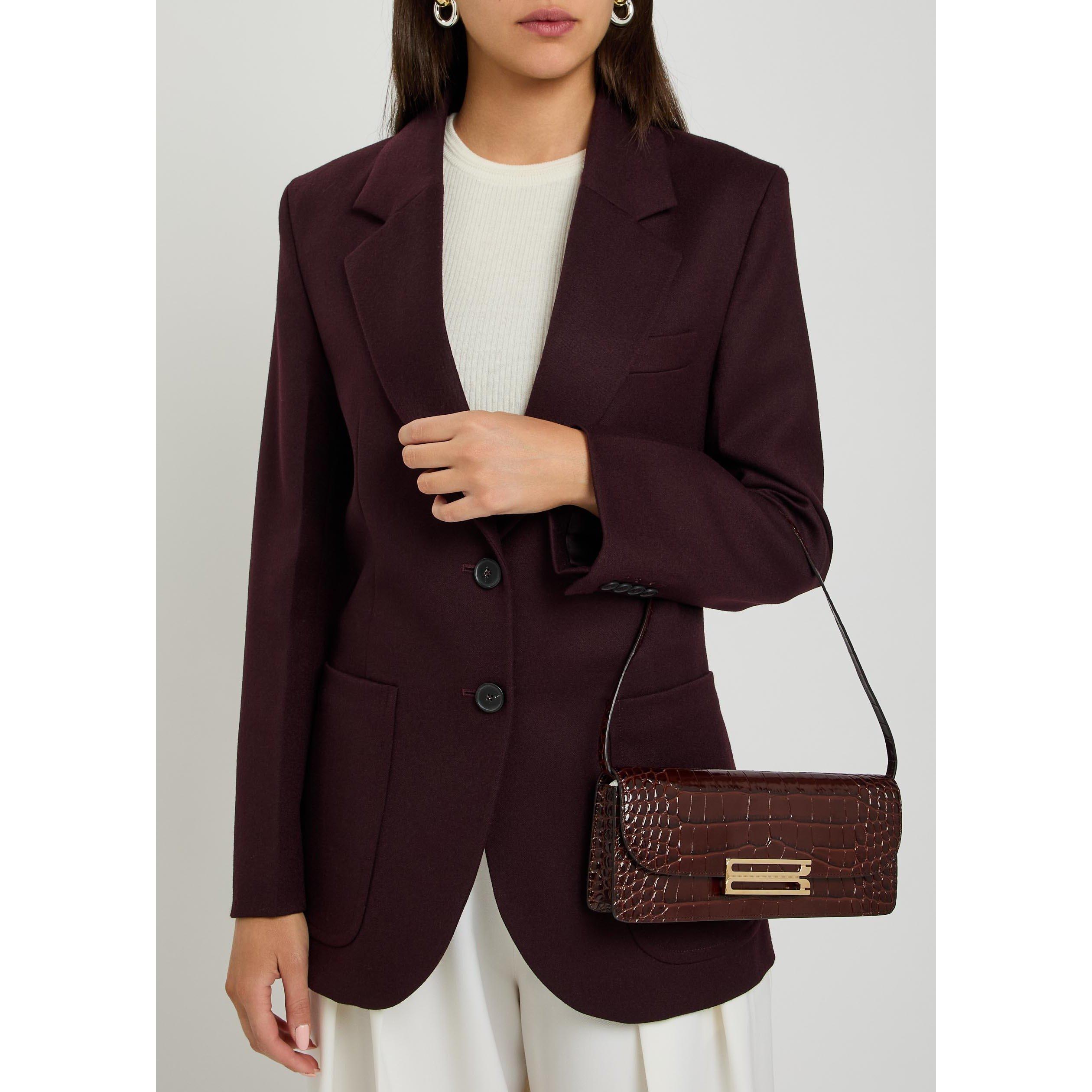 DARK BROWN - Victoria Beckham - DORIAN EAST-WEST CLUTCH CROC E - 3
