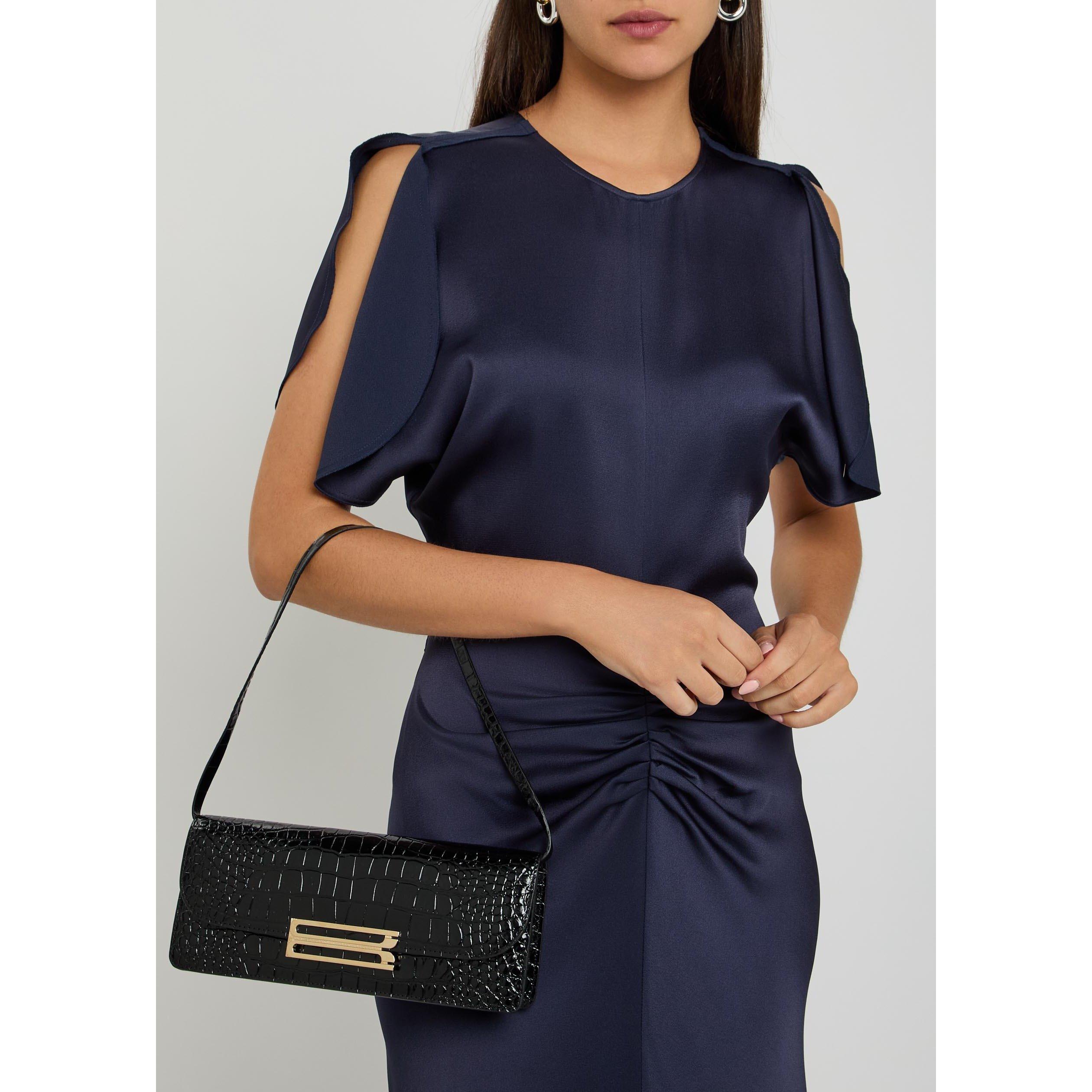 BLACK - Victoria Beckham - DORIAN EAST-WEST CLUTCH CROC E - 3