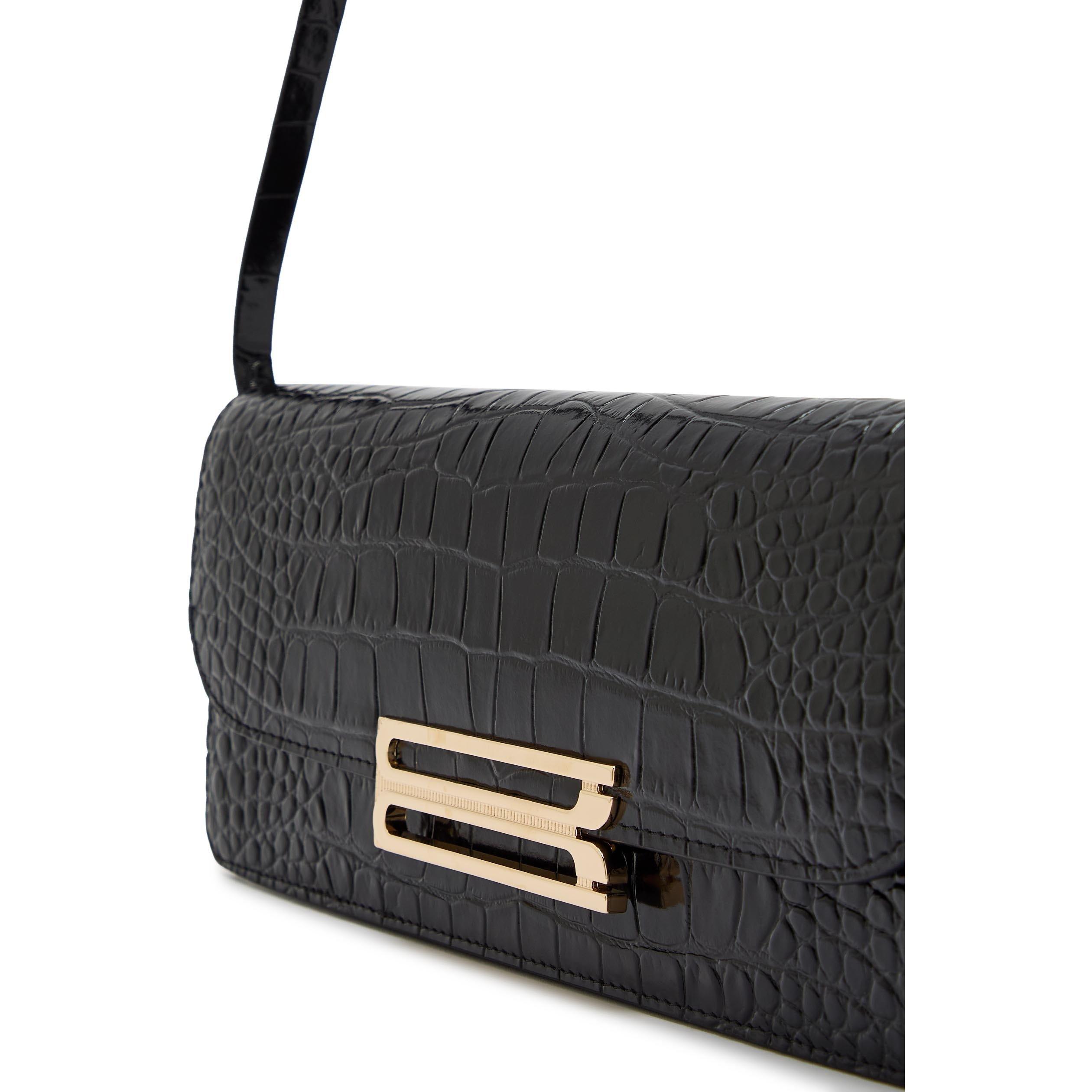 BLACK - Victoria Beckham - DORIAN EAST-WEST CLUTCH CROC E - 4