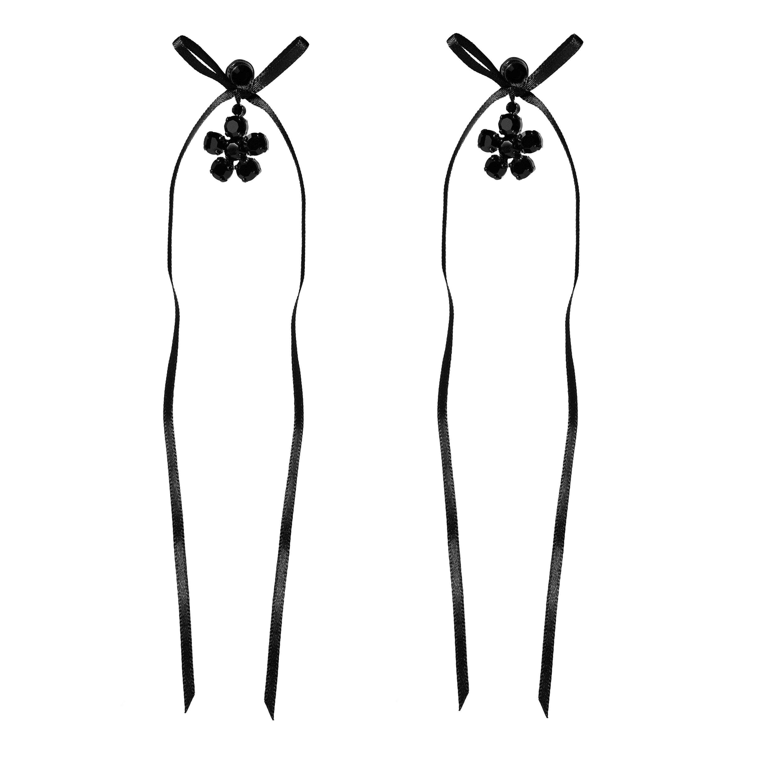 BLACK - Simone Rocha - MINI DAISY DROP BOW EARRI - 1