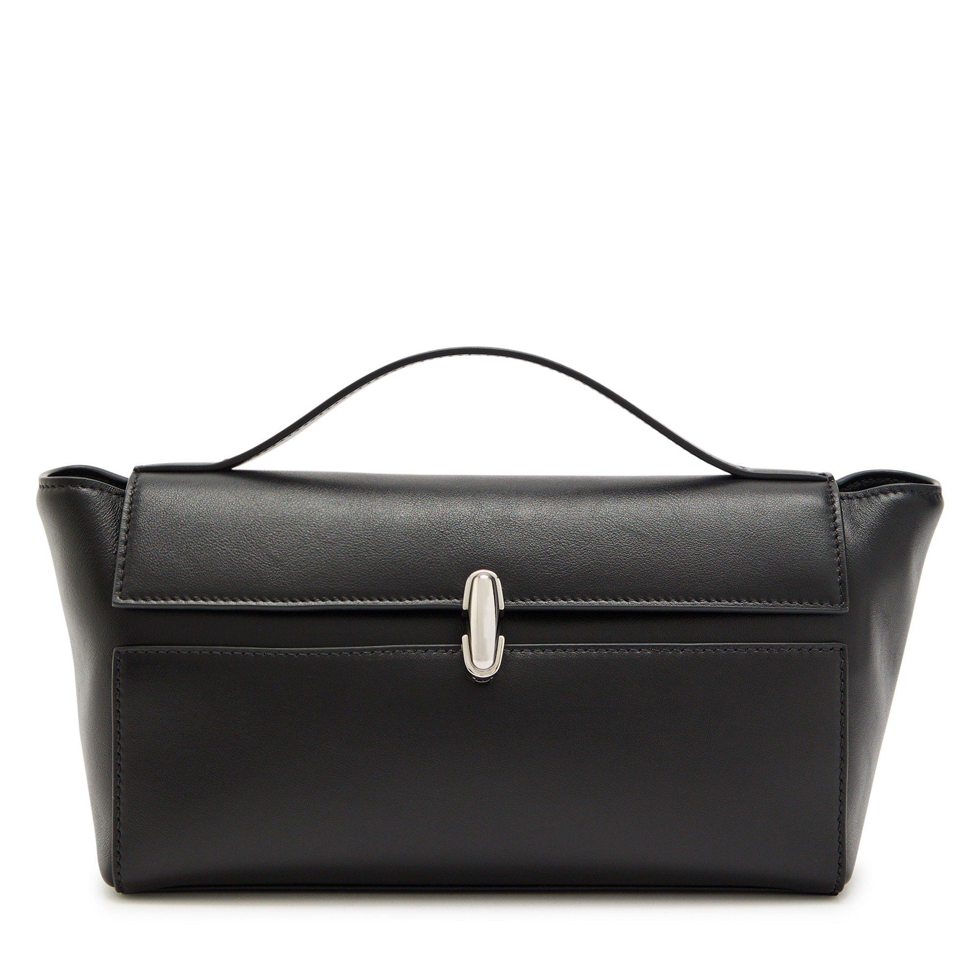 BLACK - Savette - TRAPEZE POCHETTE IN SMOOTH CAL
