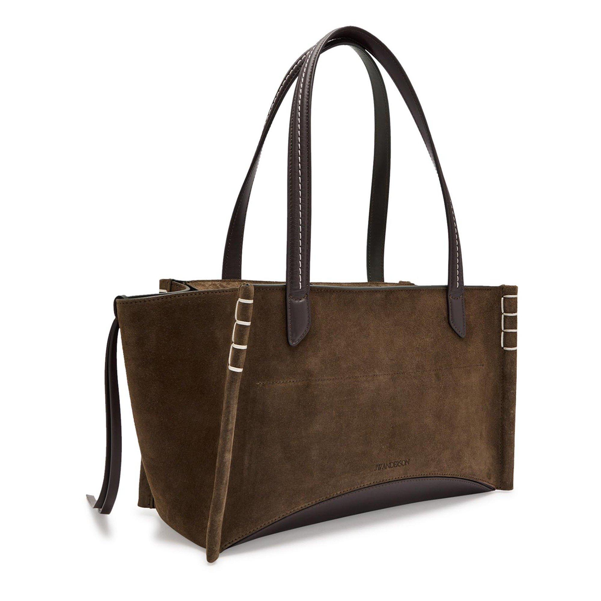 BROWN - JW Anderson - Women's Elongated Loafer Cabas Suede Tote Bag - 2