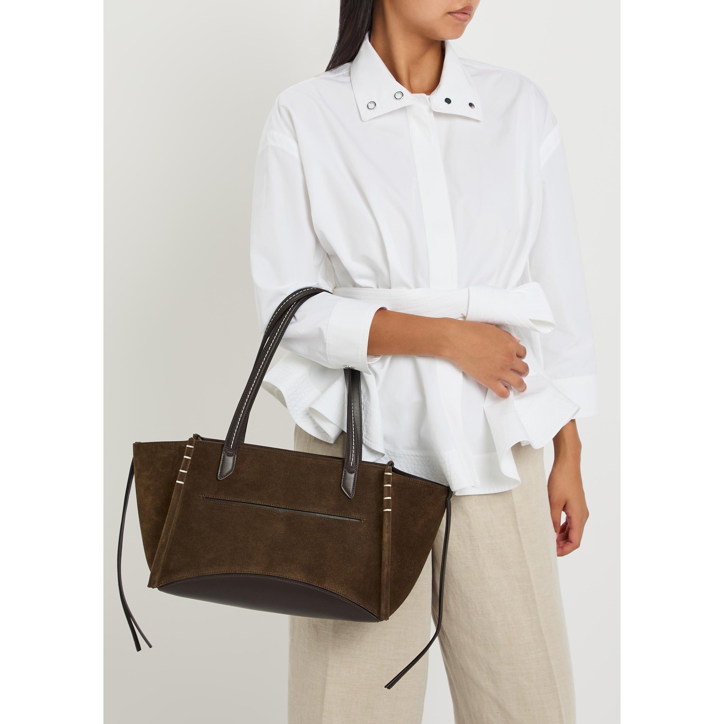 BROWN - JW Anderson - Women's Elongated Loafer Cabas Suede Tote Bag - 3