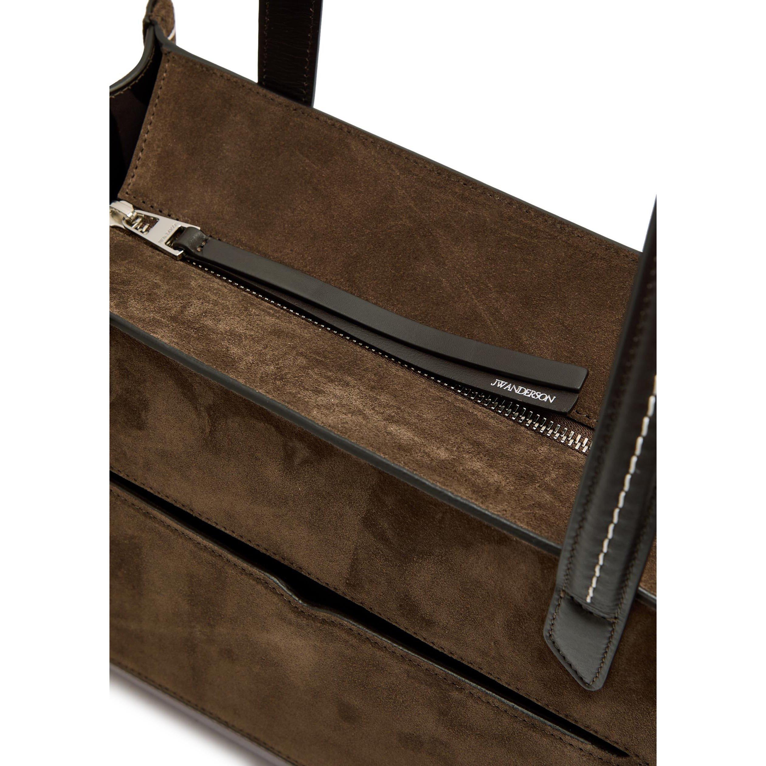 BROWN - JW Anderson - Women's Elongated Loafer Cabas Suede Tote Bag - 4