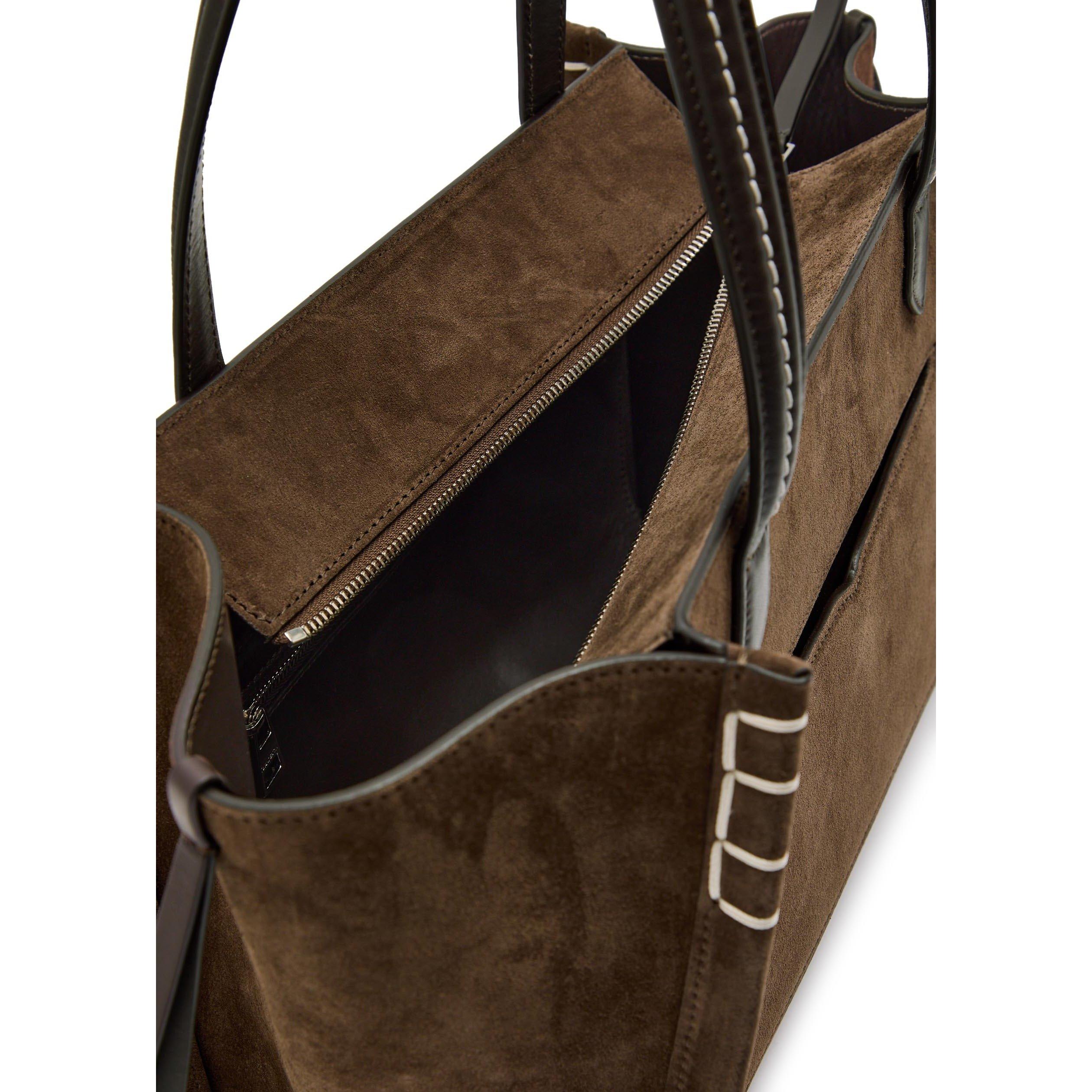 BROWN - JW Anderson - Women's Elongated Loafer Cabas Suede Tote Bag - 5