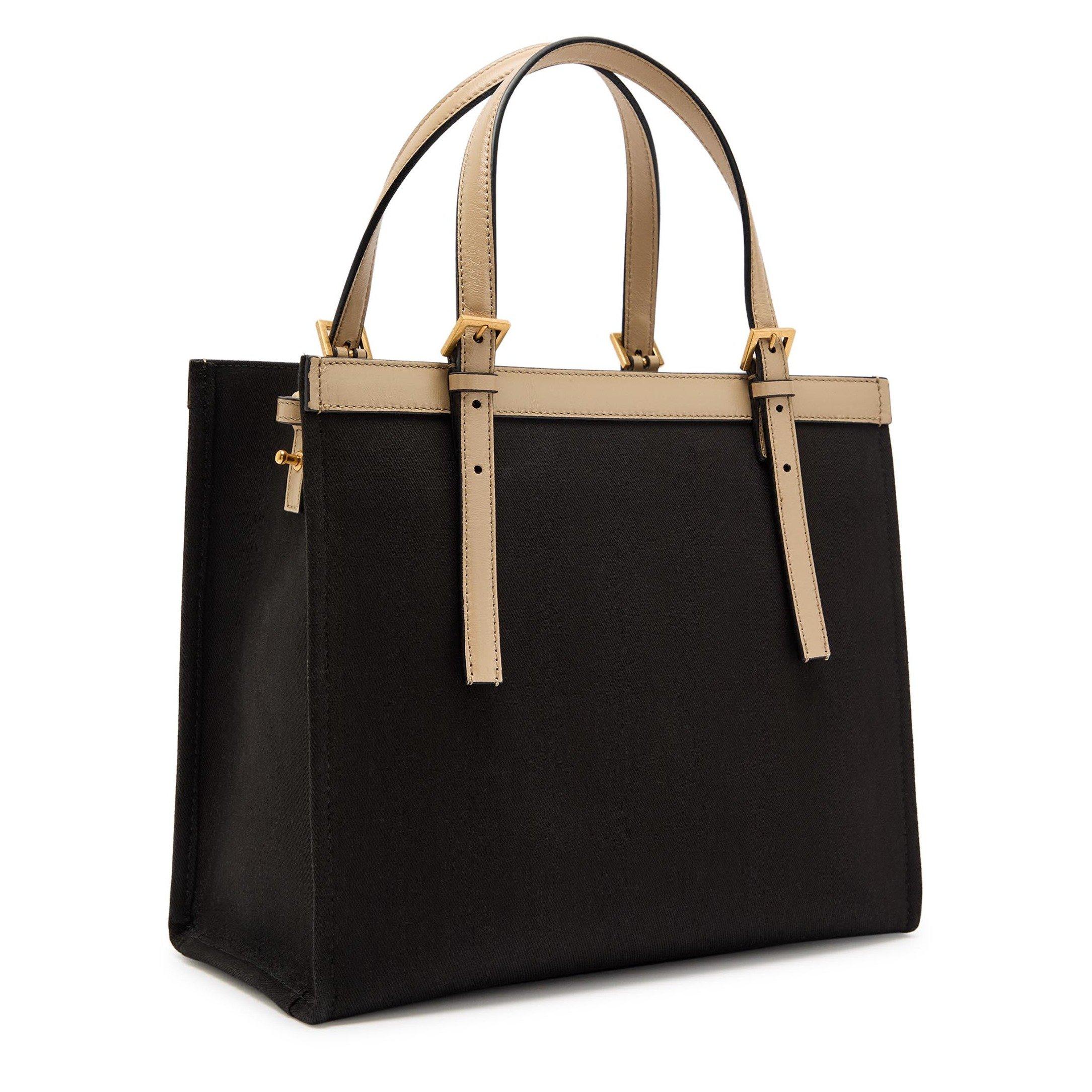 BLACK - Versace - CANVAS LEATHER MEDIUM TOTE - 2