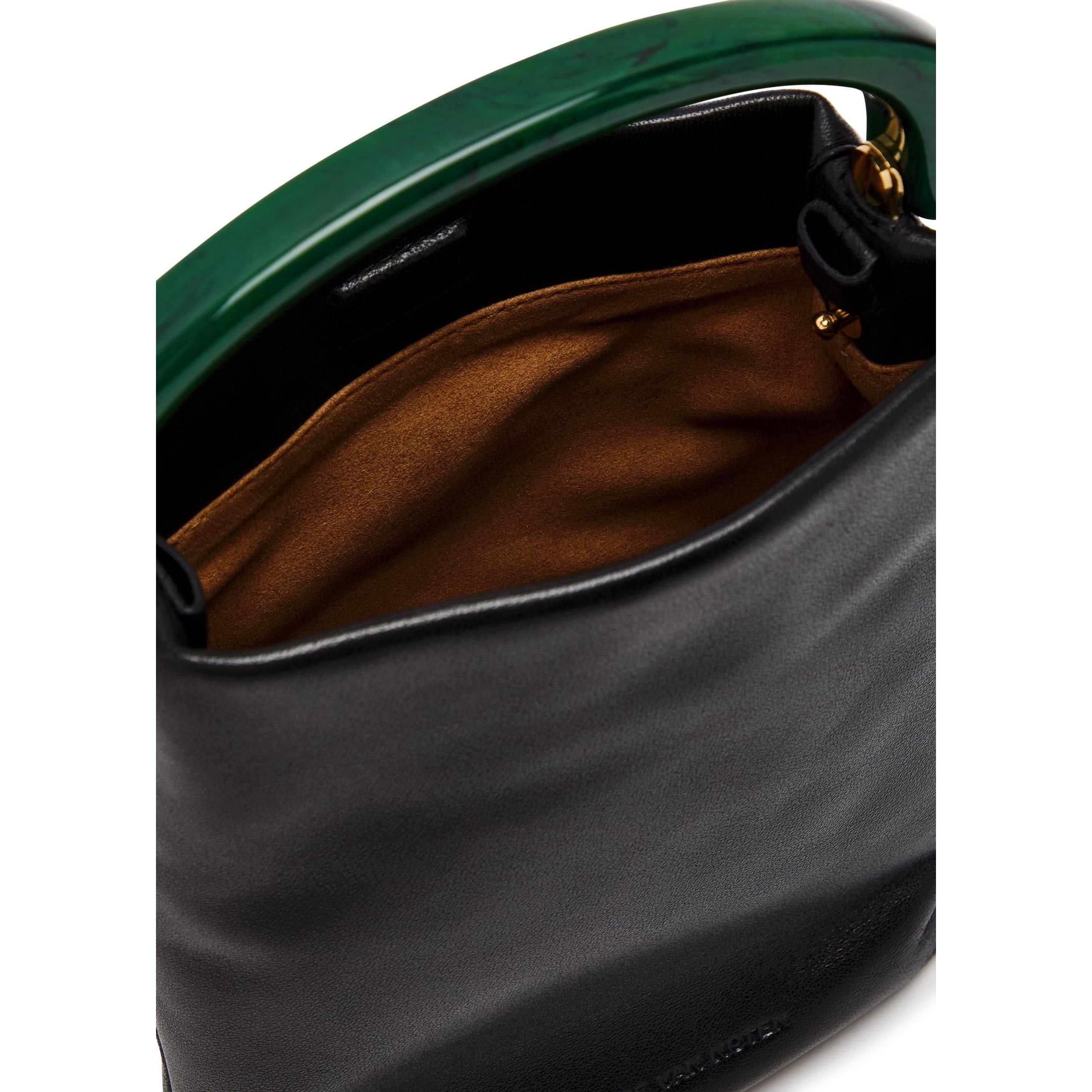 BLACK - Dries Van Noten - CRISP LEATHER BAG TOP HANDLE - 5